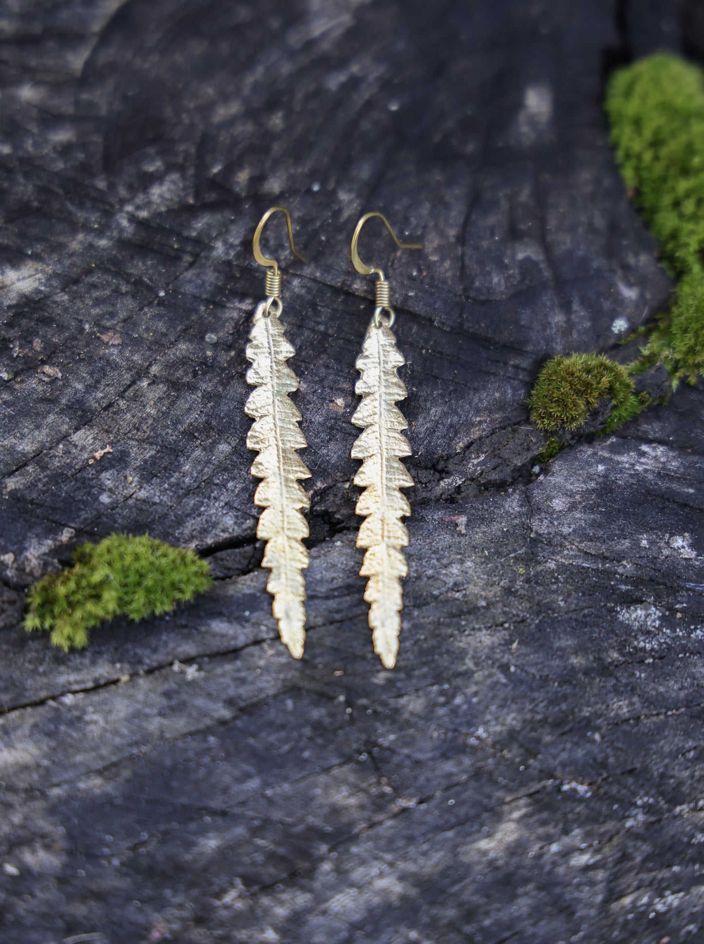 Sweet Fern Earrings Handmade in Sterling Silver or Brass Jewelry Inspired by Maine