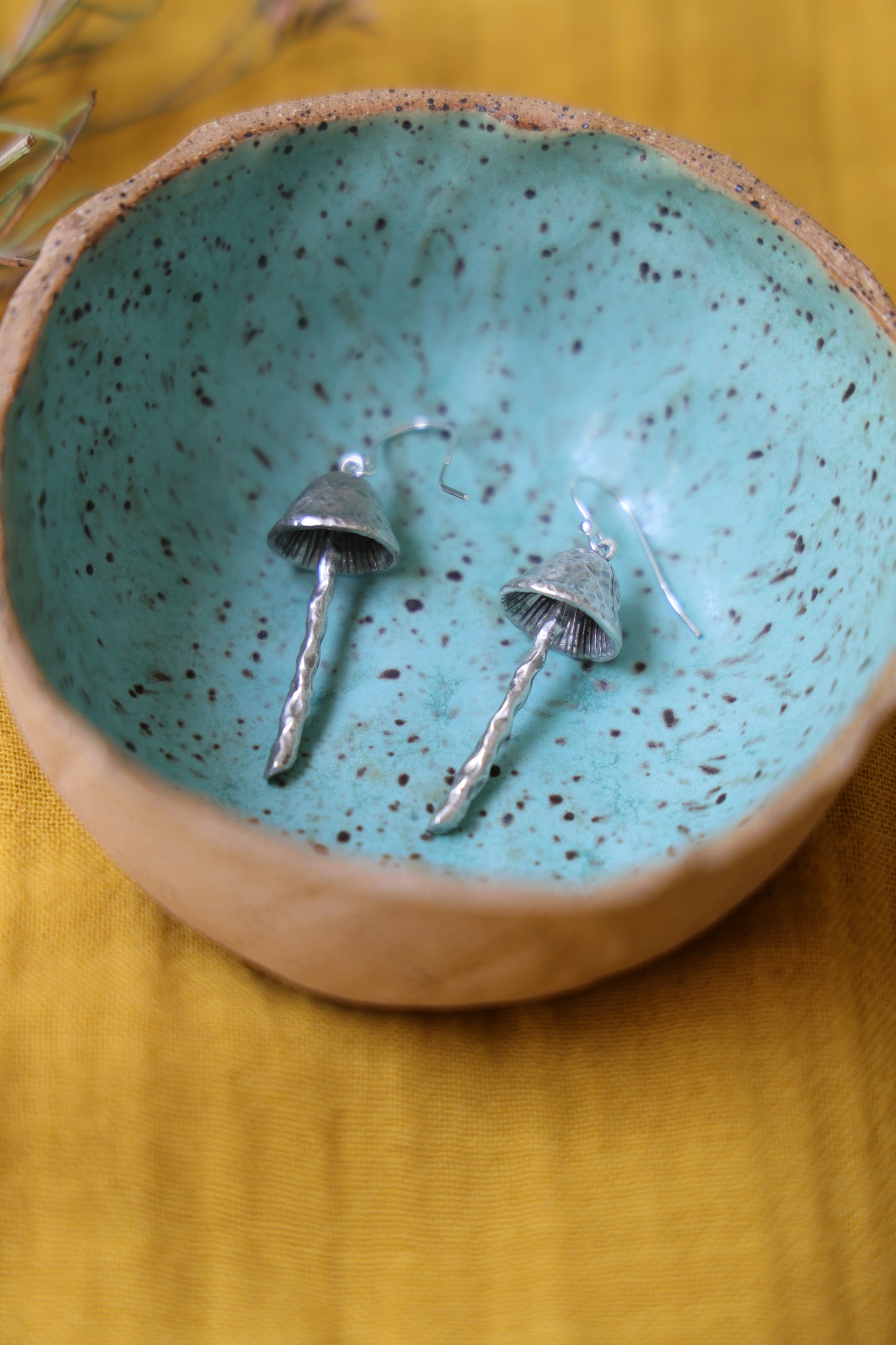 Hand carved mushroom pendant Earrings