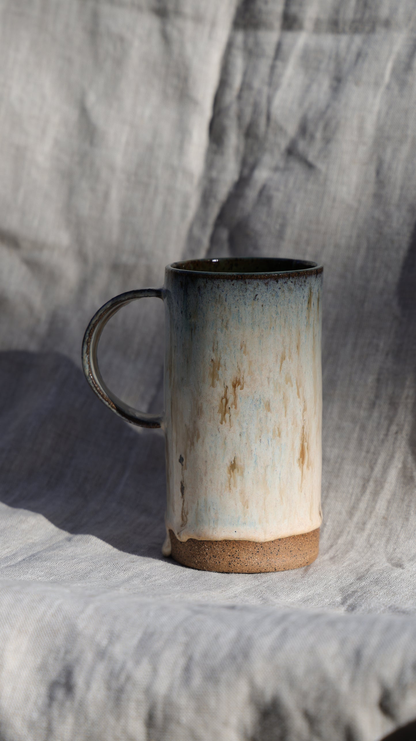 Cream and green mug ceramic