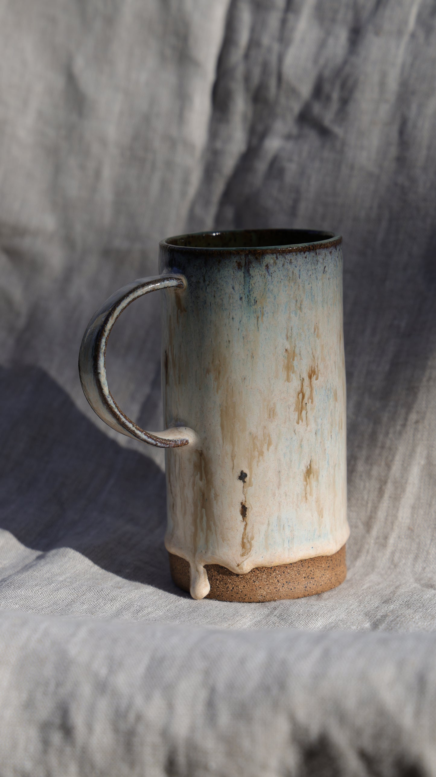 Cream and green mug ceramic