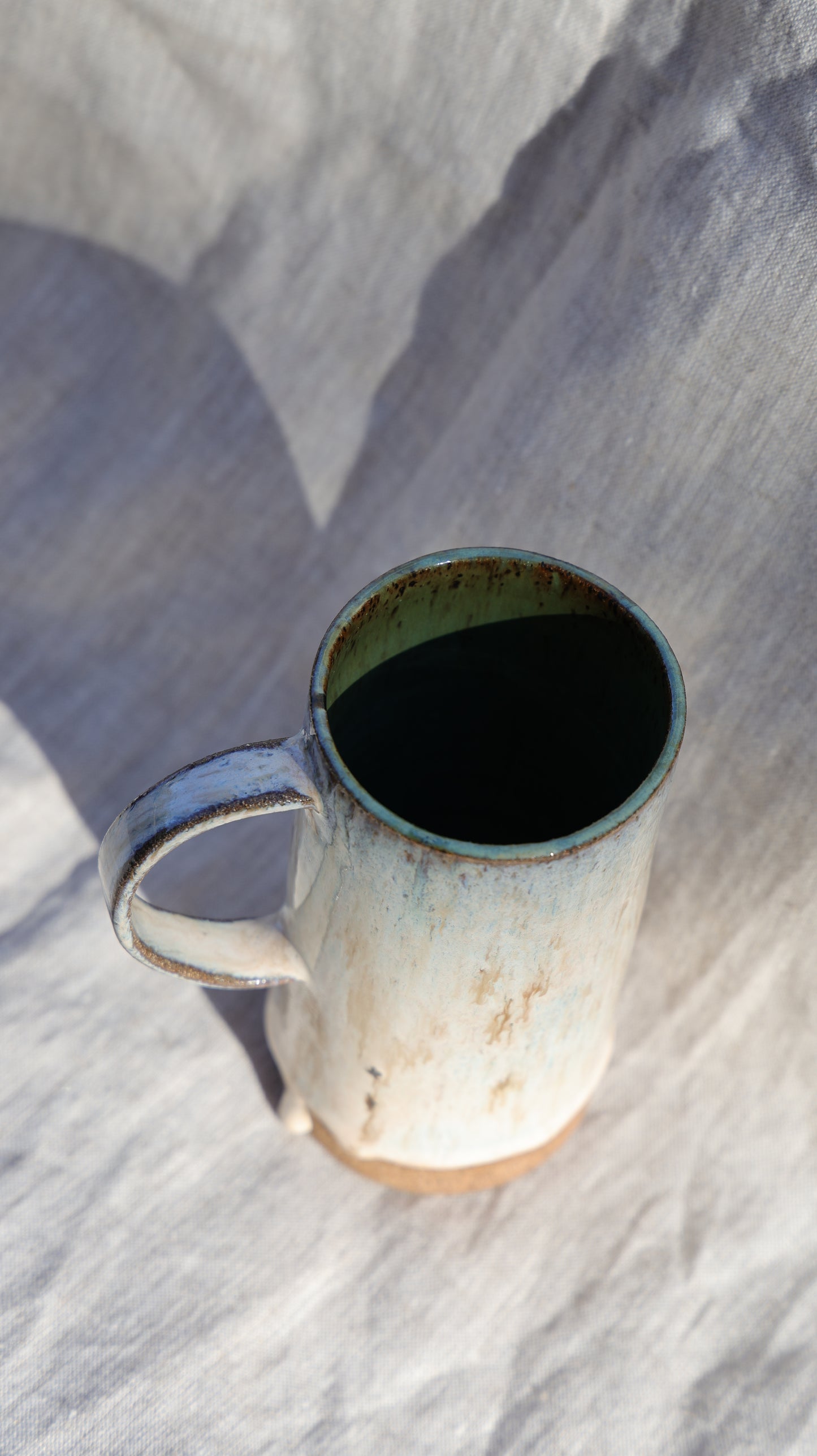 Cream and green mug ceramic
