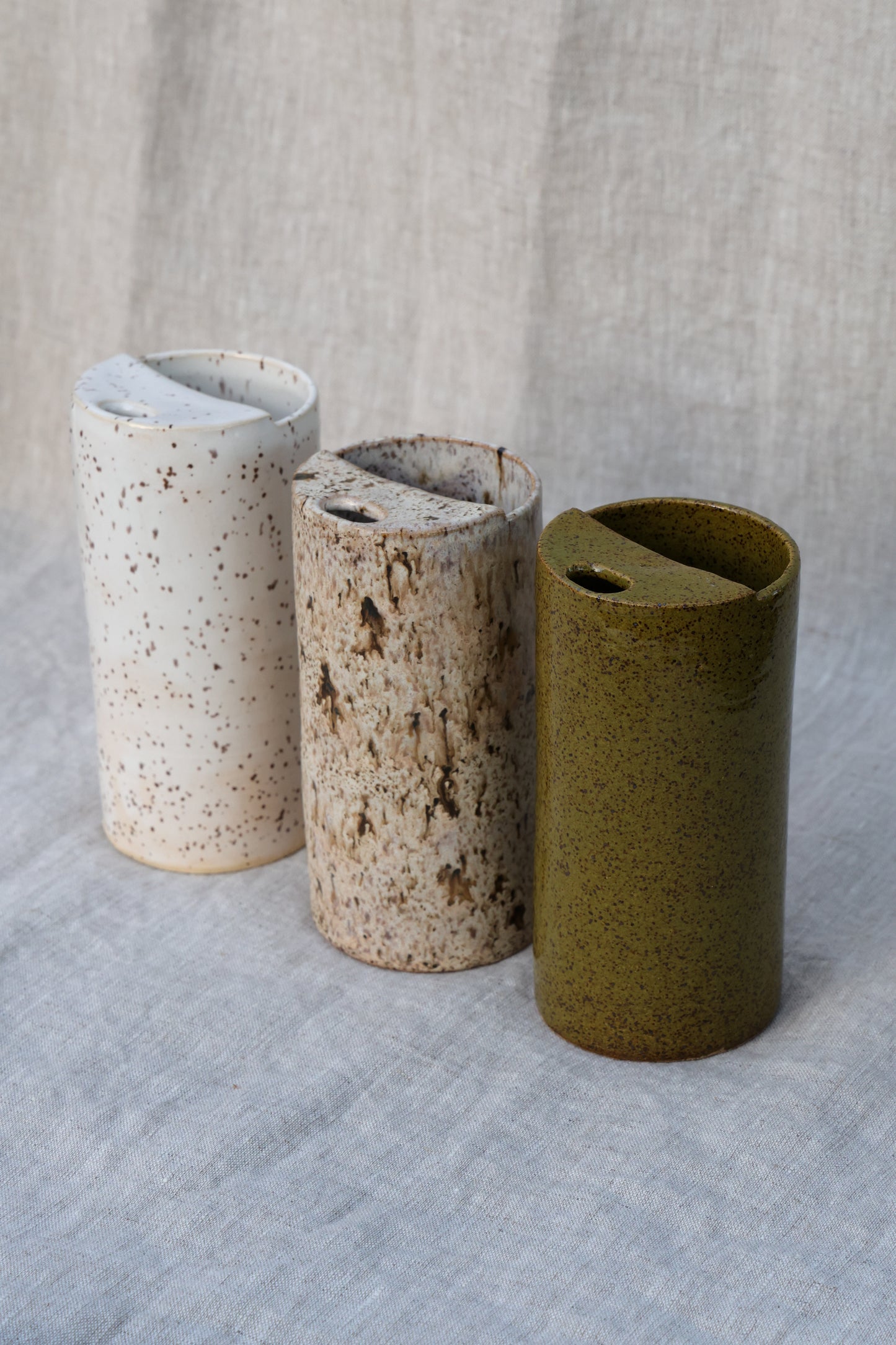 Winter Birch Speckled Travel Mug, To Go Cup, On The Go Cup, Ceramic Travel Mug, Mustache Saver, Handmade Pottery, Speckled Minimalist Travel Mug