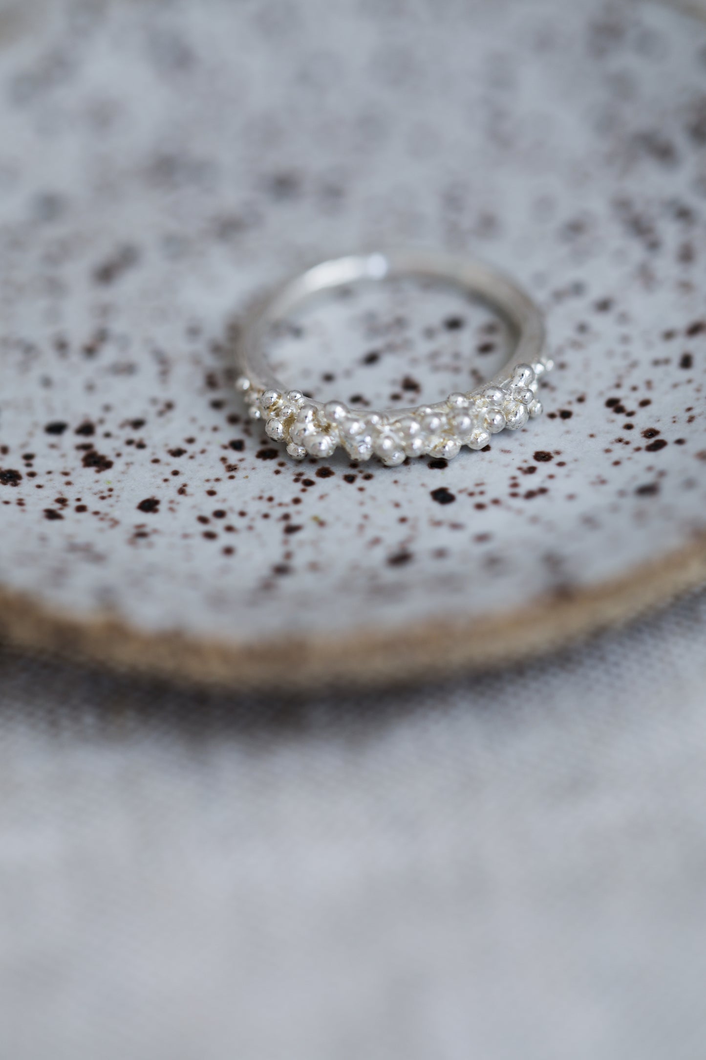 Bubbling ocean ring, size 6, recycled sterling silver.