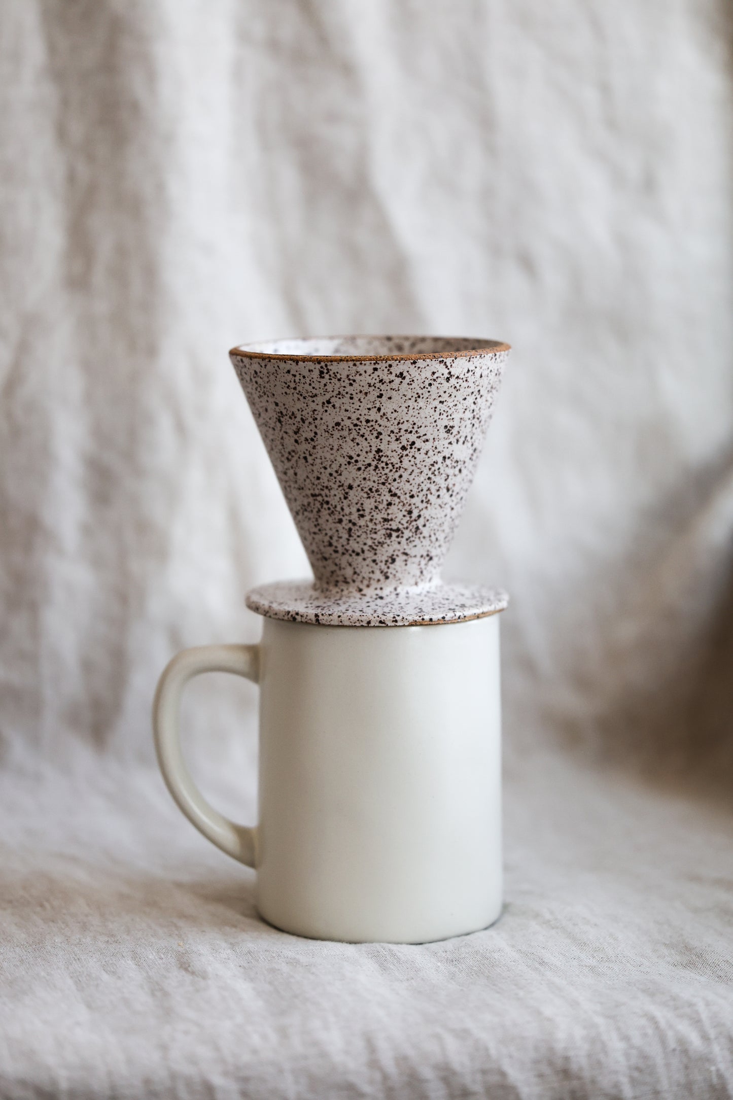 Handmade White Matte Coffee Pour Over Brewer Coffee Maker, White, Minimalist Dripper, Ceramic Stoneware Hand Thrown in Maine