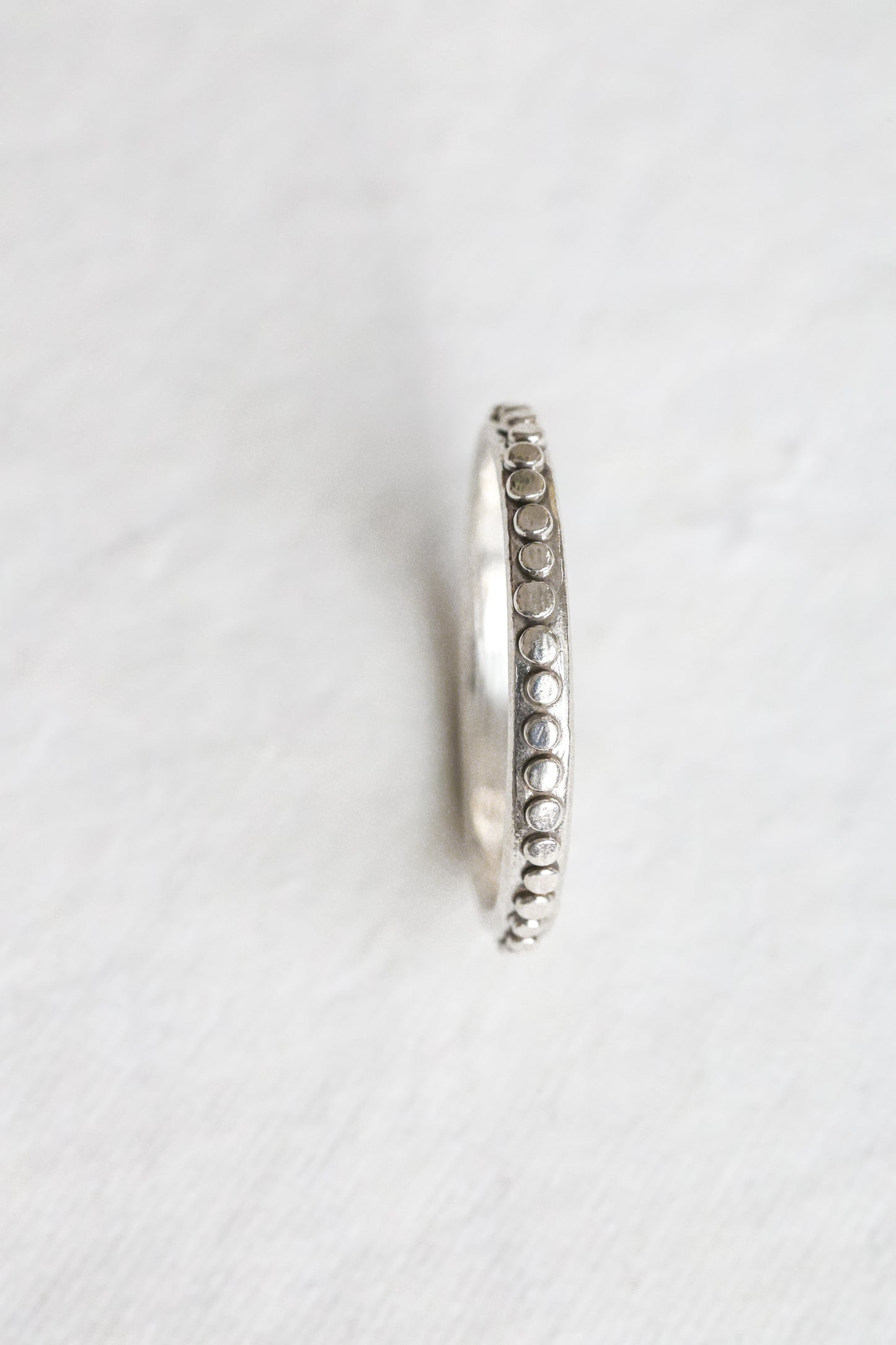 One of a kind stackable ring, recycled sterling silver, hand carved