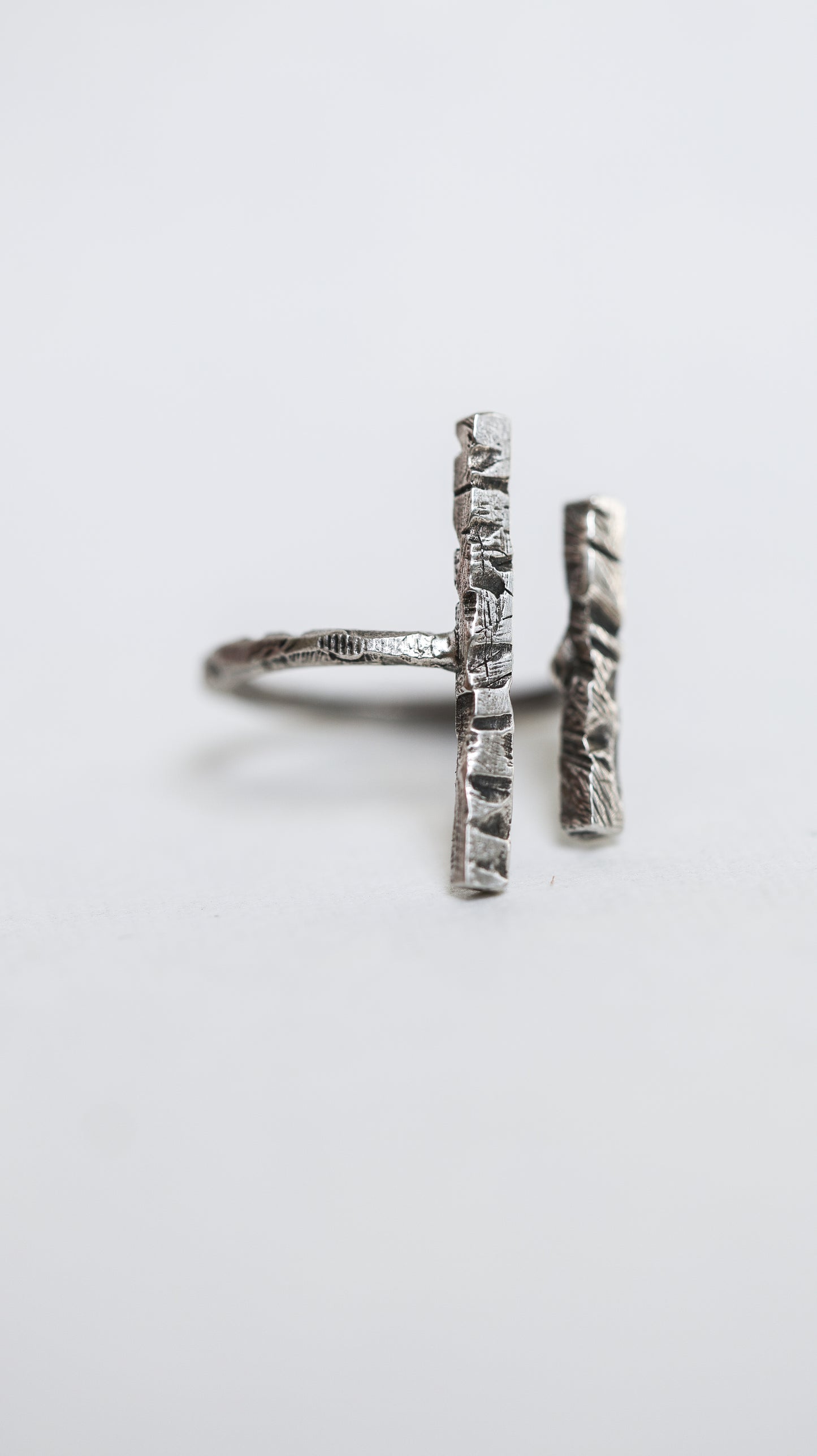 Raw and Rustic Hand Textured Adjustable Tree Bark Ring