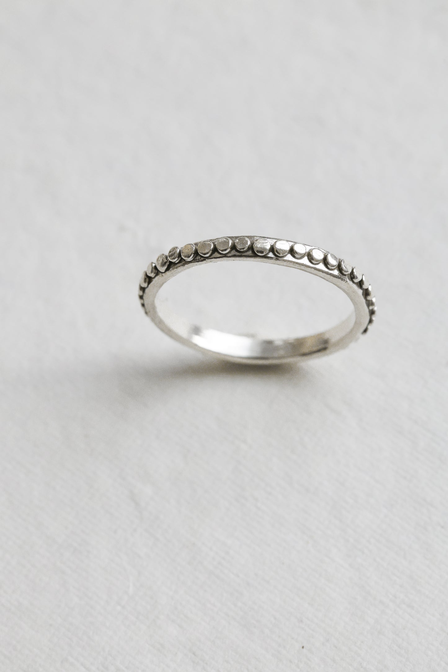 One of a kind stackable ring, recycled sterling silver, hand carved