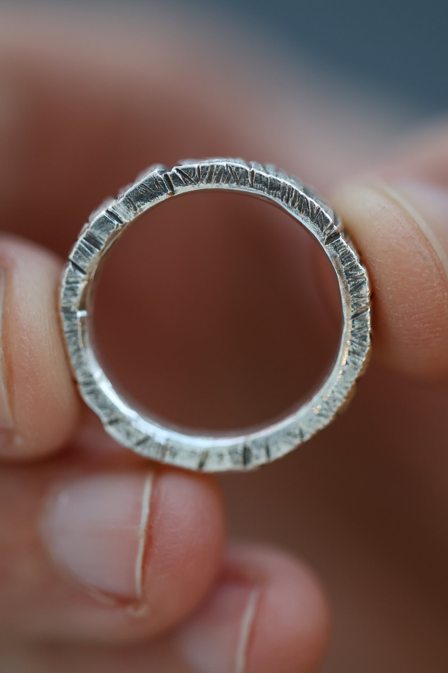 Alderon Bark Textured Chunky Silver Ring