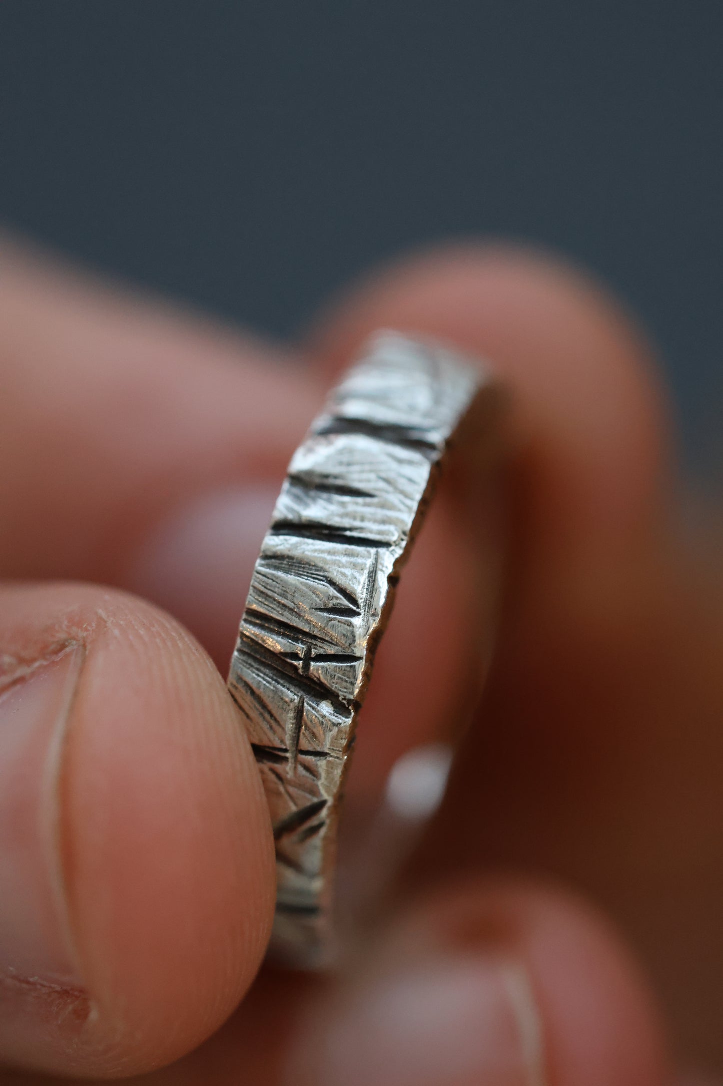 Alderon Bark Textured Chunky Silver Ring