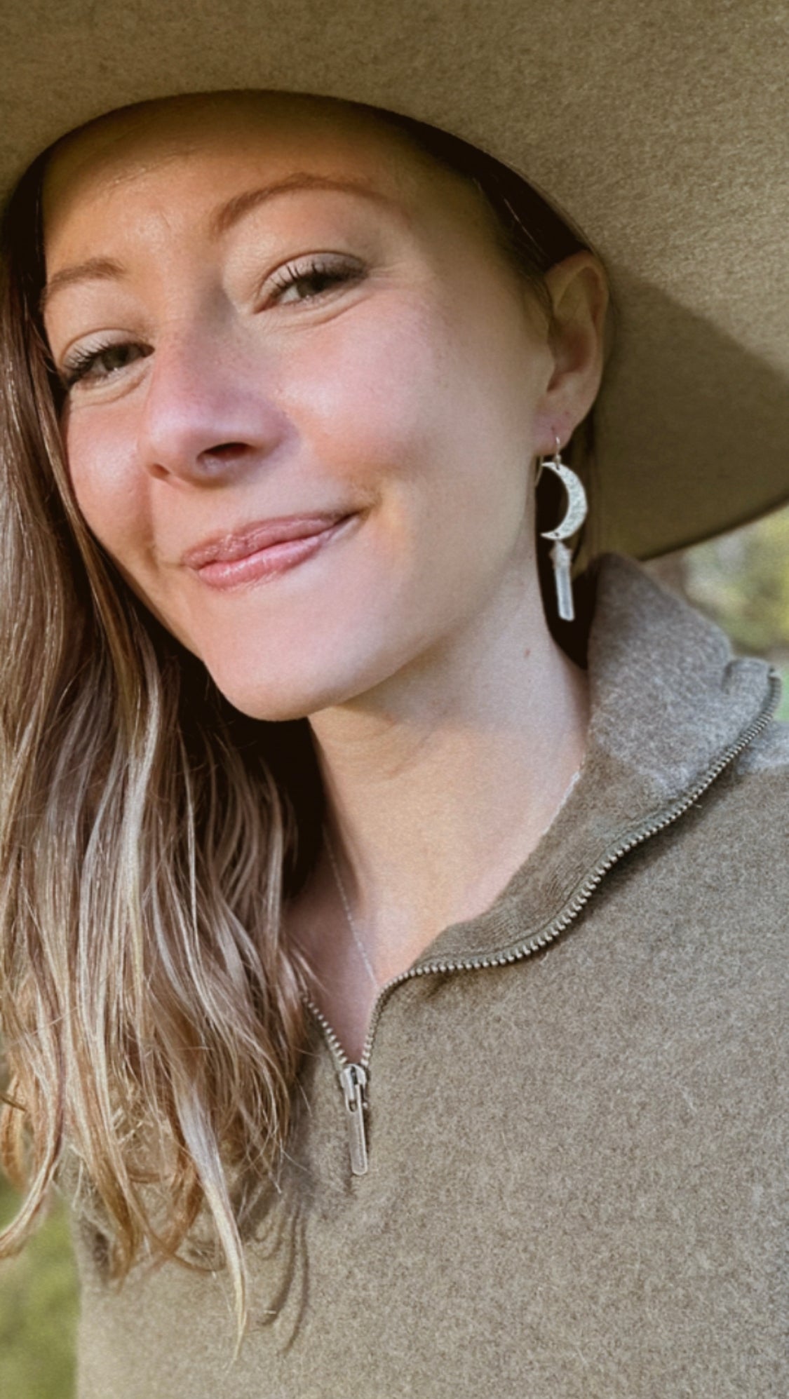 Moon and quartz, maine beach stone, textured Silver moons, celestial dangle earrings