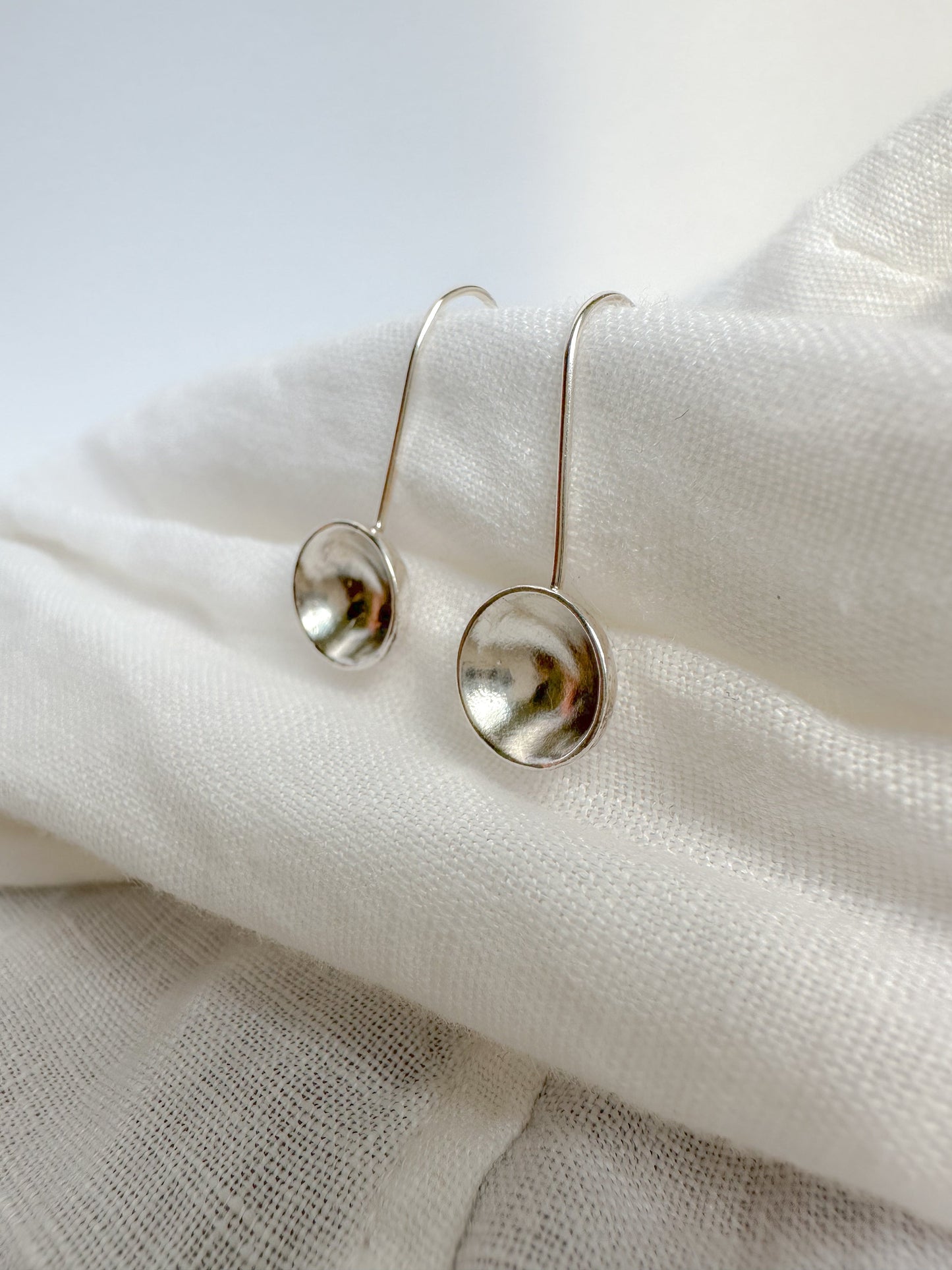 Minimalist Dome, Maine Recycled Dome Earrings | Handmade Sterling Silver or Brass | Eco-Friendly Jewelry