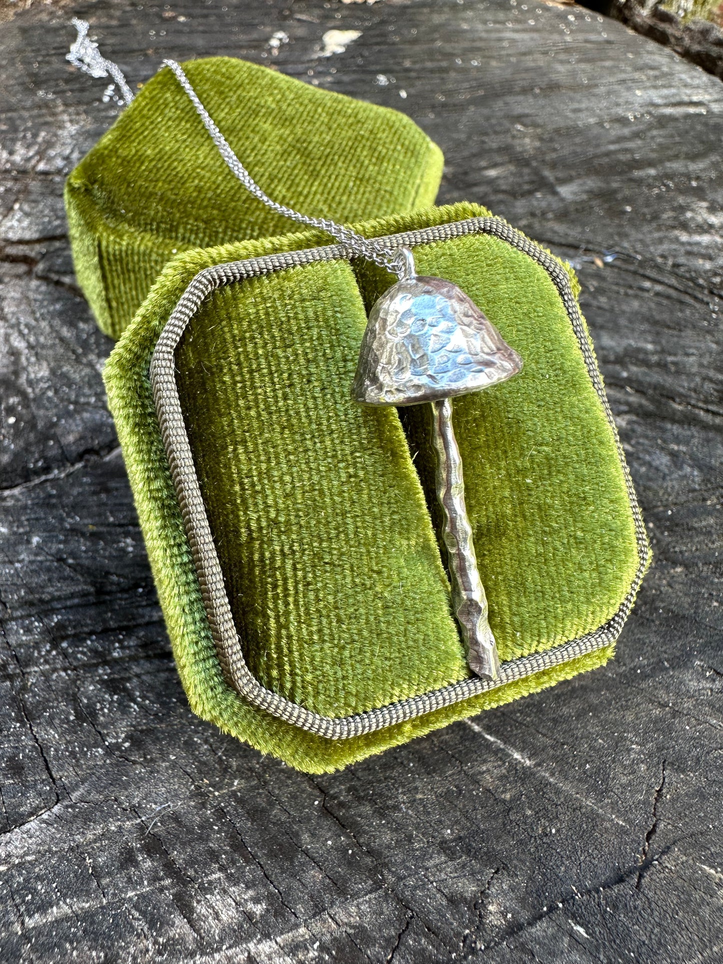 Hand carved mushroom pendant