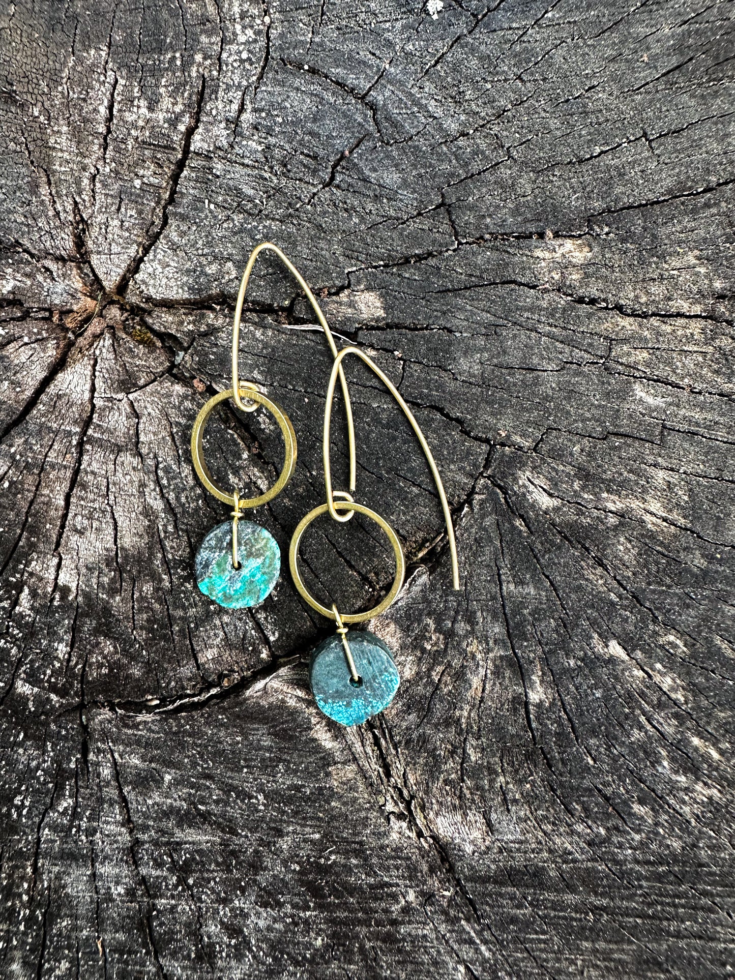 Turquoise hoop earrings | minimalist design with heishi shaped genuine turquoise