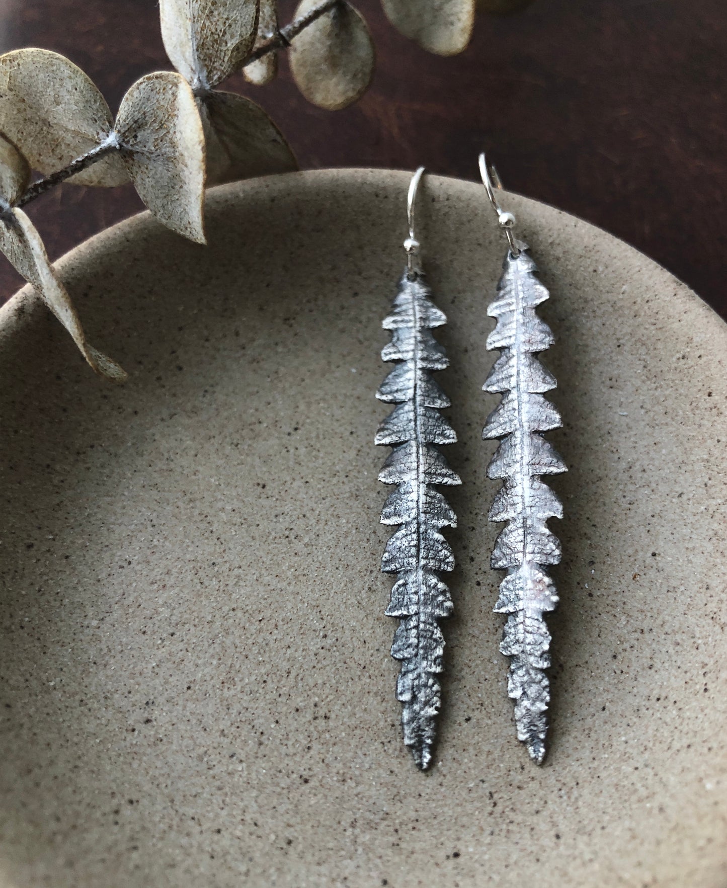 Sweet Fern Earrings Handmade in Sterling Silver or Brass Jewelry Inspired by Maine