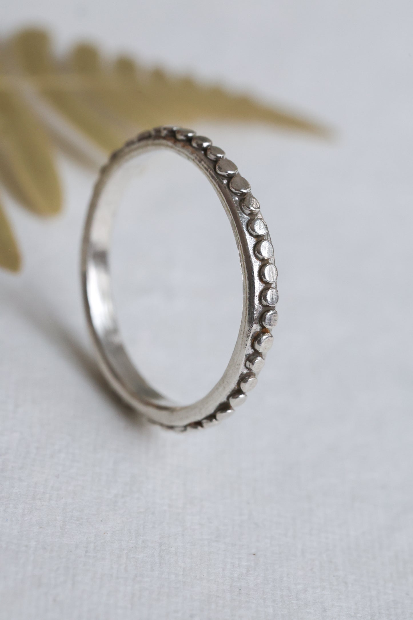 One of a kind stackable ring, recycled sterling silver, hand carved