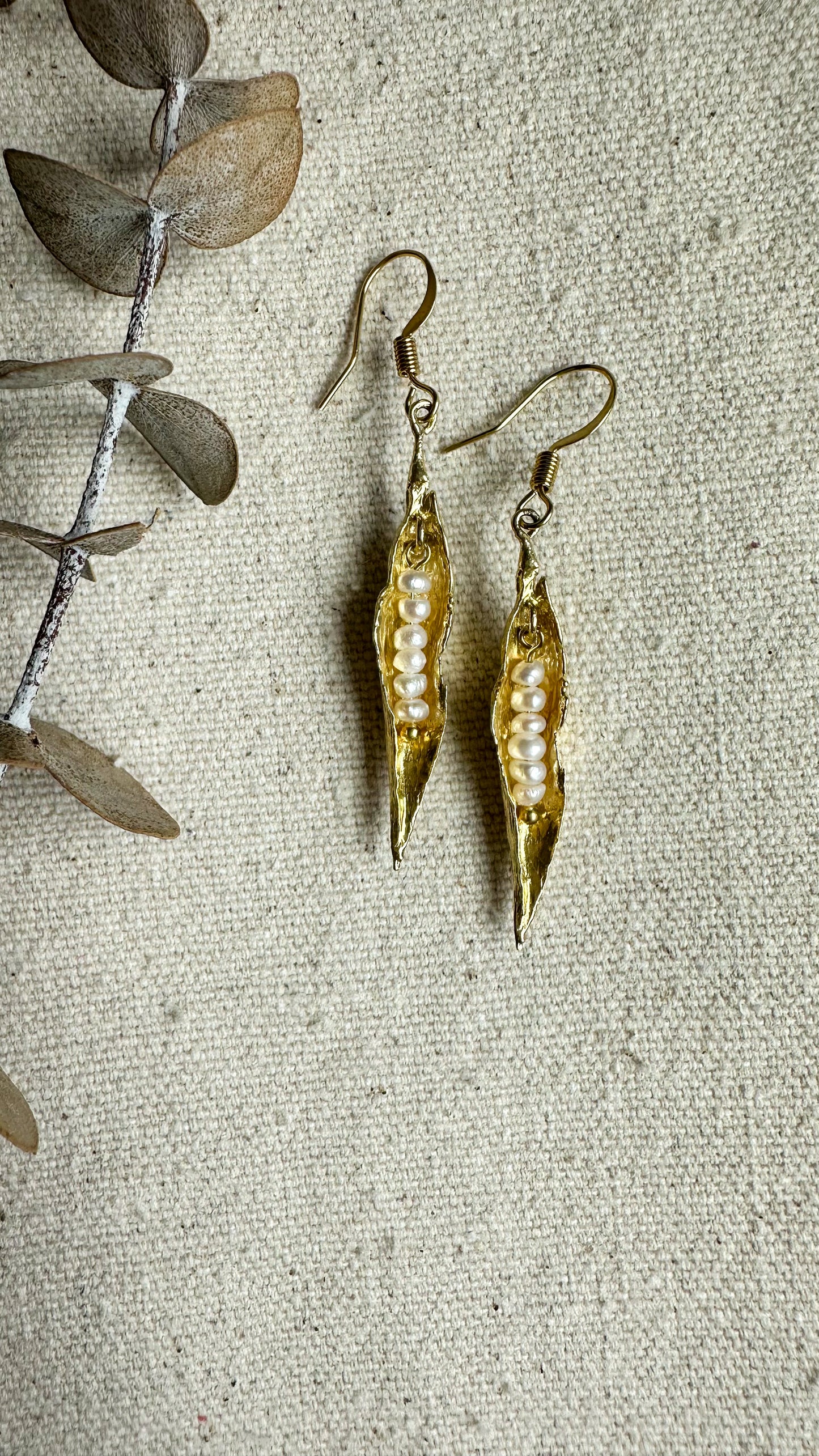 GOLD PEAPOD | wee white fresh water pearls