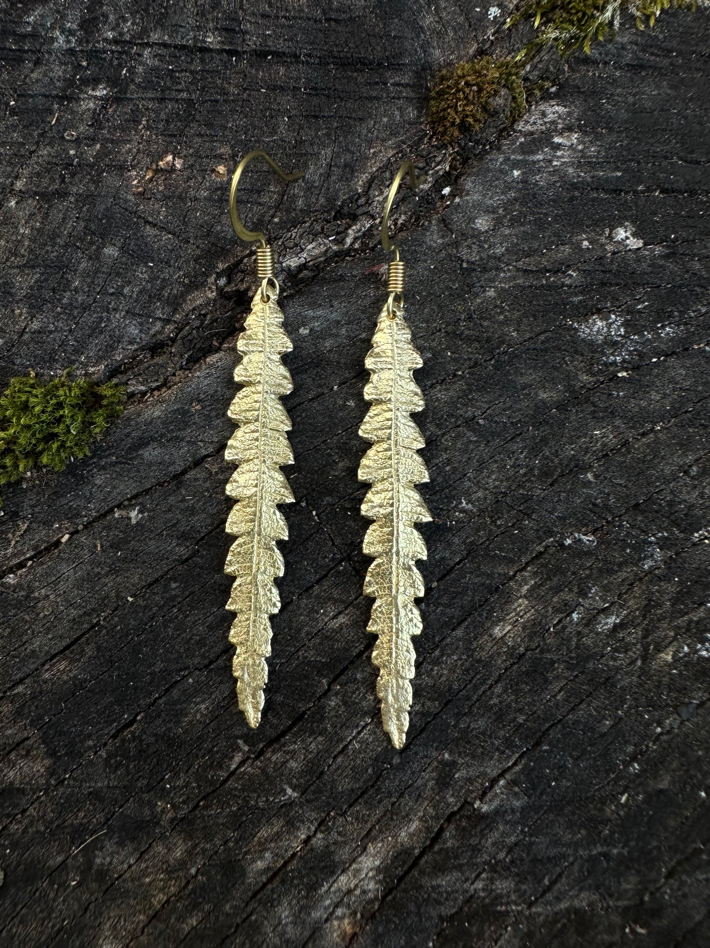 Sweet Fern Earrings Handmade in Sterling Silver or Brass Jewelry Inspired by Maine
