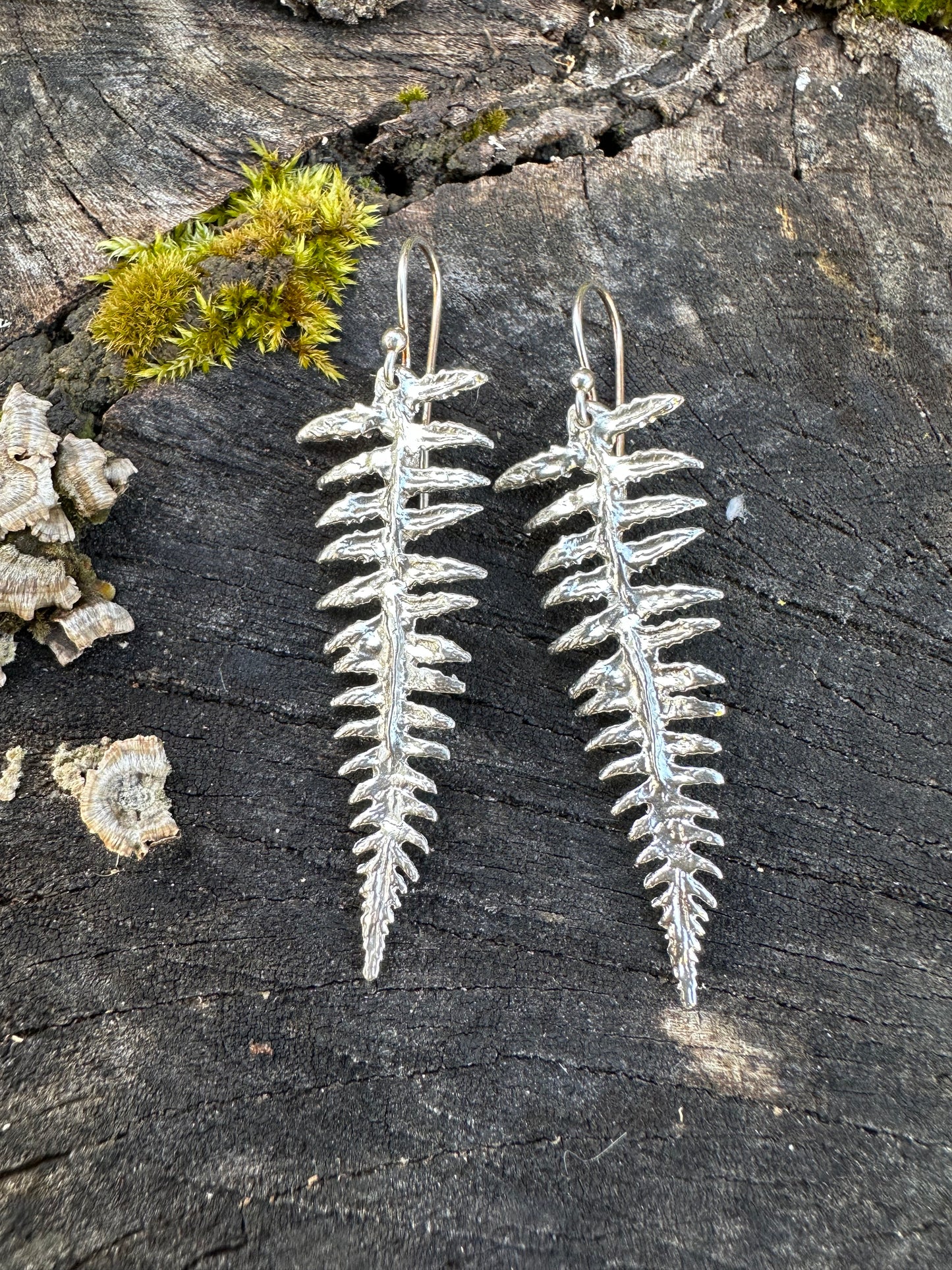 Handmade Sterling Silver Fern Earrings, Botanical Nature Jewelry