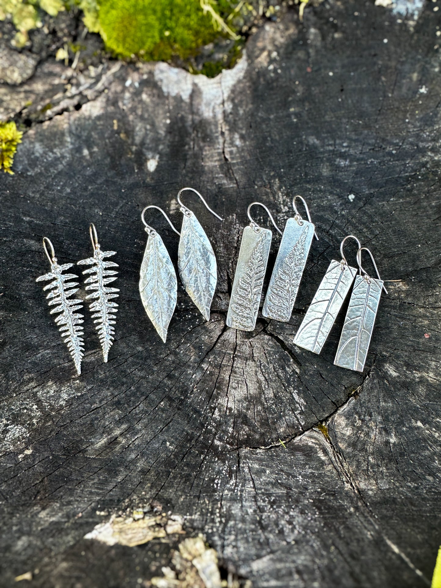 Handmade Sterling Silver Fern Earrings, Botanical Nature Jewelry