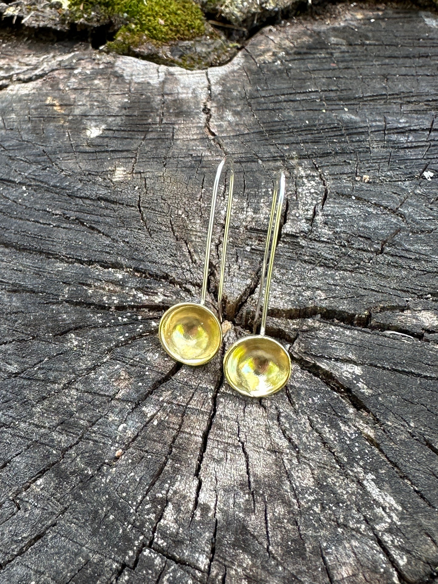 Minimalist Dome Maine Recycled Dome Earrings | Handmade Sterling Silver or Brass | Eco-Friendly Jewelry