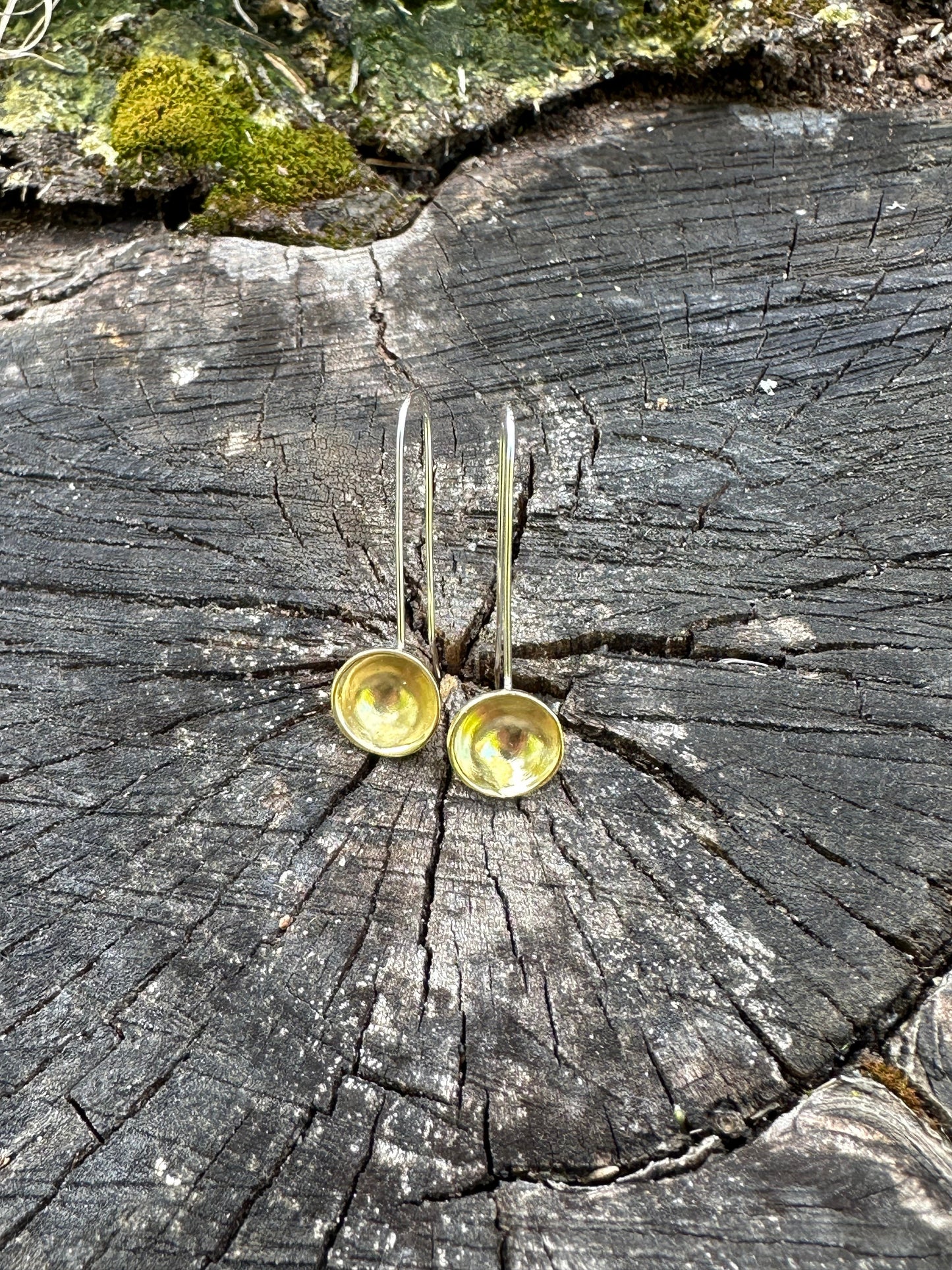 Minimalist Dome, Maine Recycled Dome Earrings | Handmade Sterling Silver or Brass | Eco-Friendly Jewelry