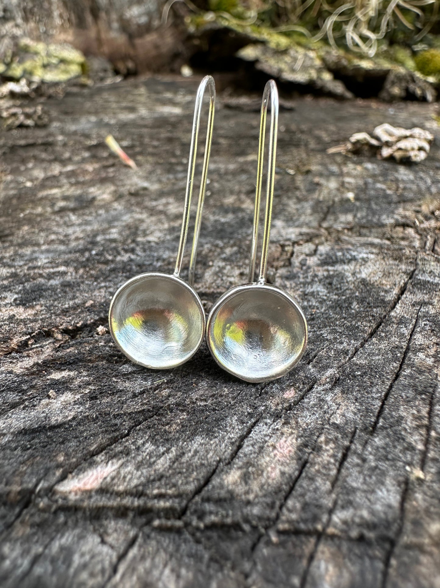 Minimalist Dome Maine Recycled Dome Earrings | Handmade Sterling Silver or Brass | Eco-Friendly Jewelry