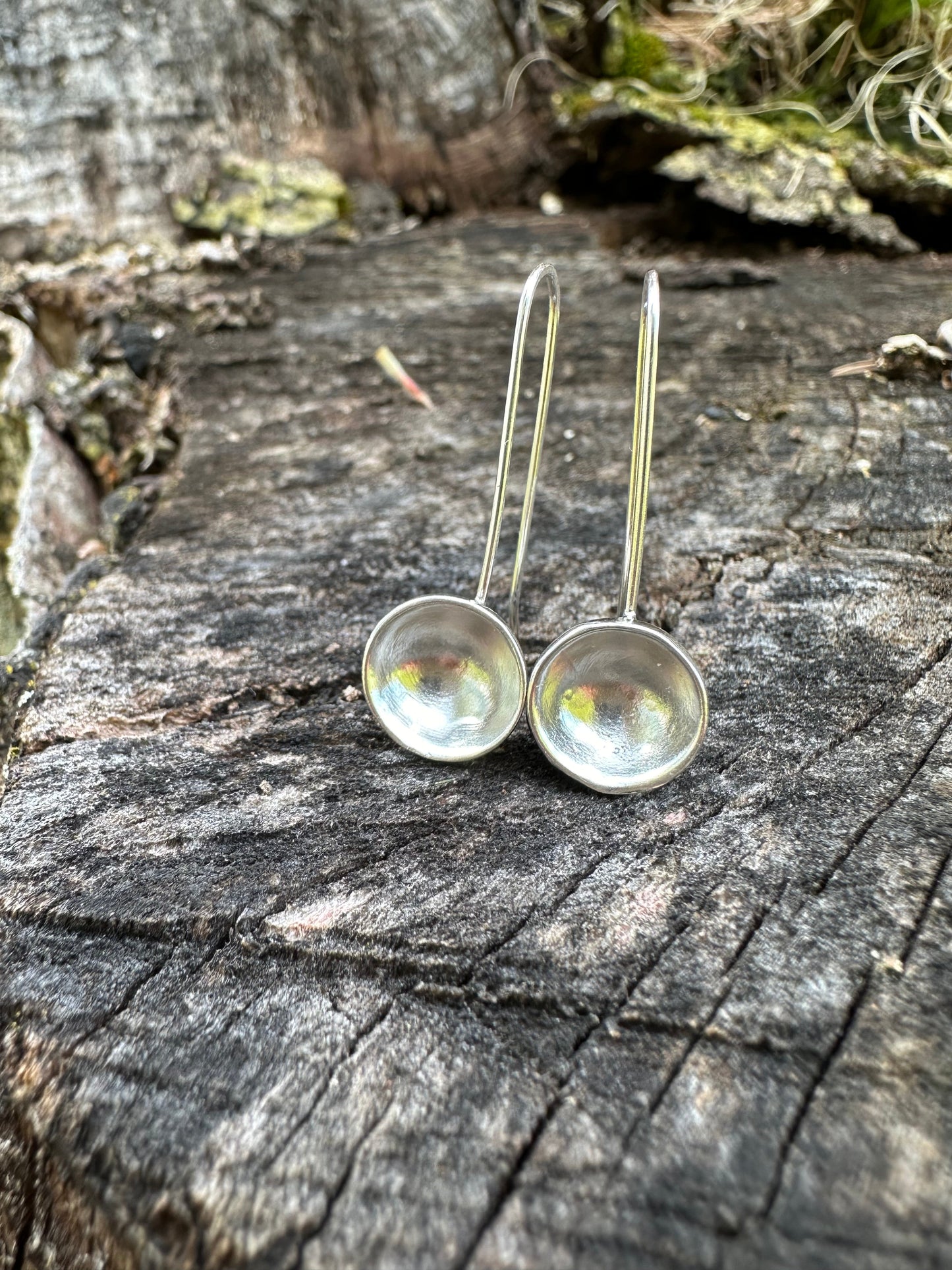 Minimalist Dome, Maine Recycled Dome Earrings | Handmade Sterling Silver or Brass | Eco-Friendly Jewelry