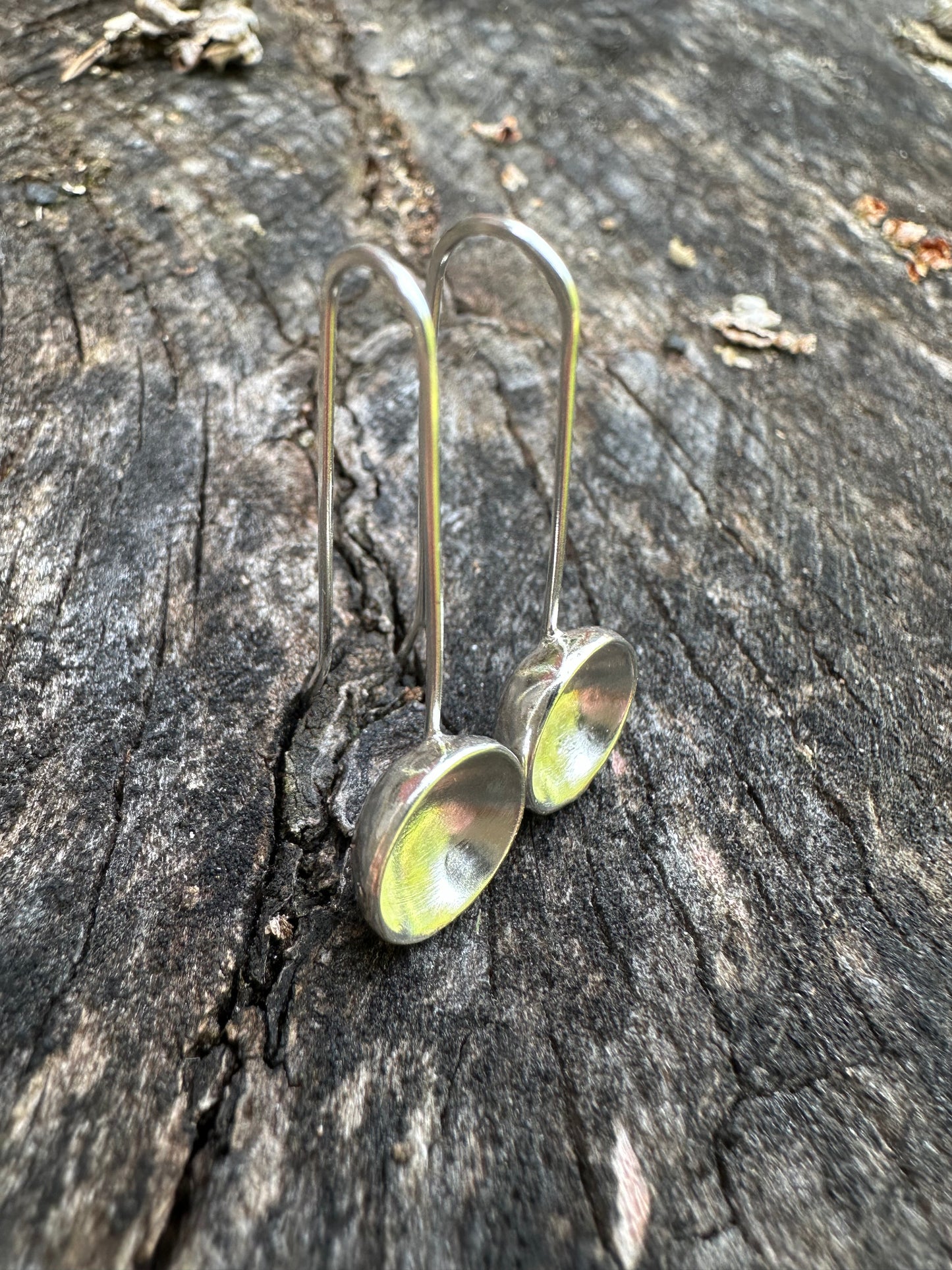 Minimalist Dome Maine Recycled Dome Earrings | Handmade Sterling Silver or Brass | Eco-Friendly Jewelry