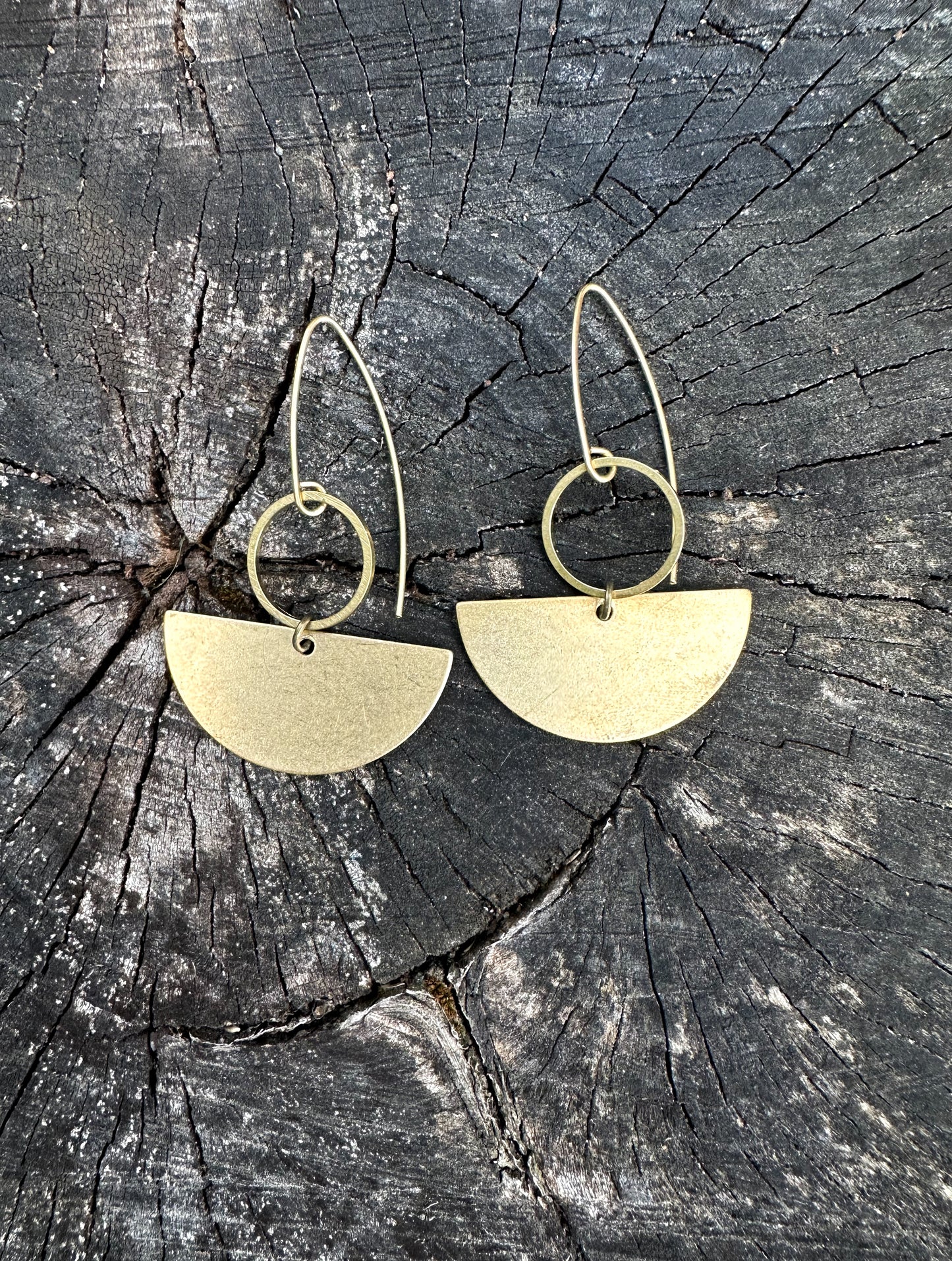 Geometric Circle| Handmade Brass Geometric Earrings with Dangly