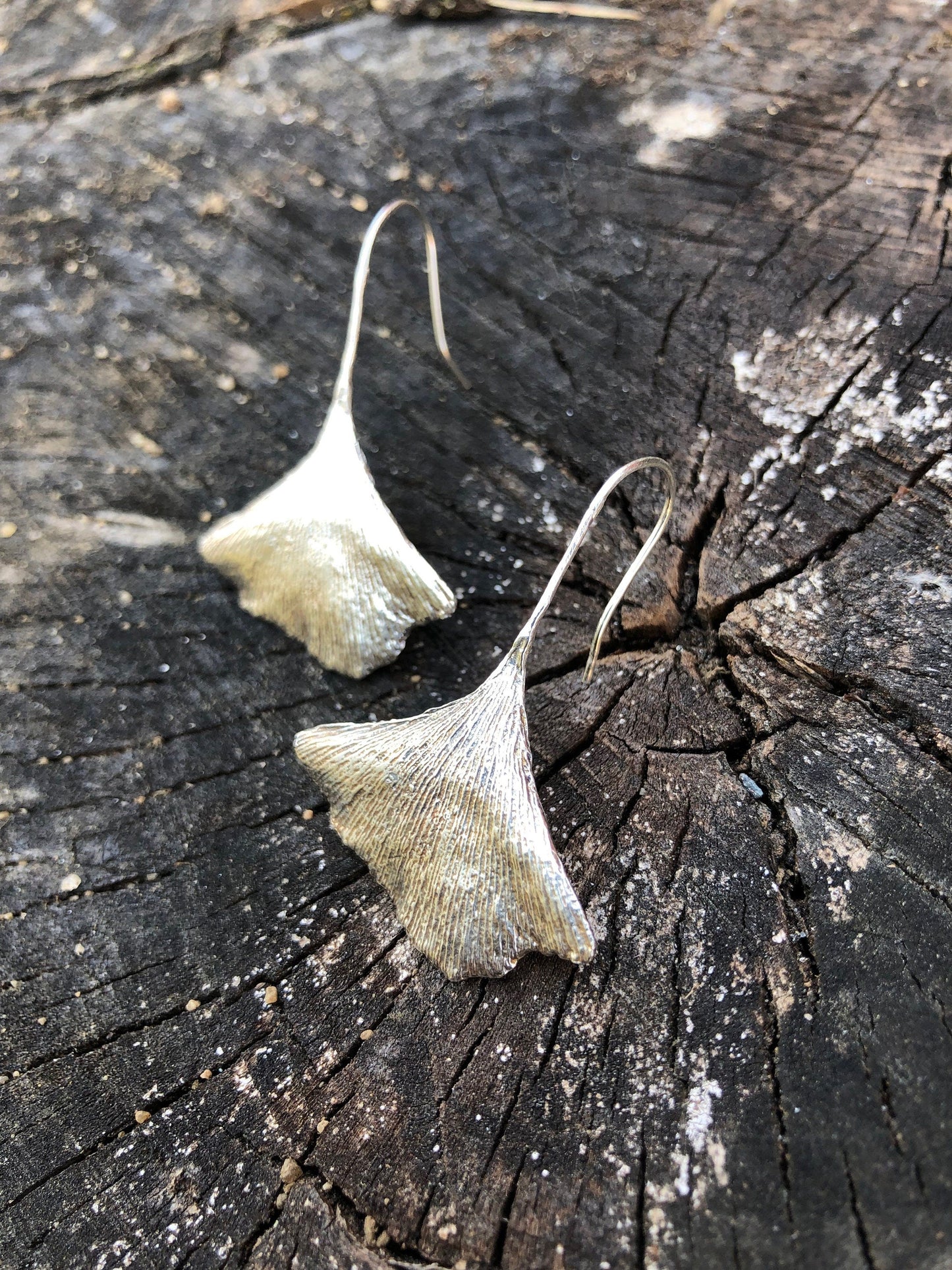 Ginkgo leaf earring set in recycled sterling silver — ginkgo jewelry, gift for her, Mother’s Day gift idea, dangle earrings, leaf earrings,
