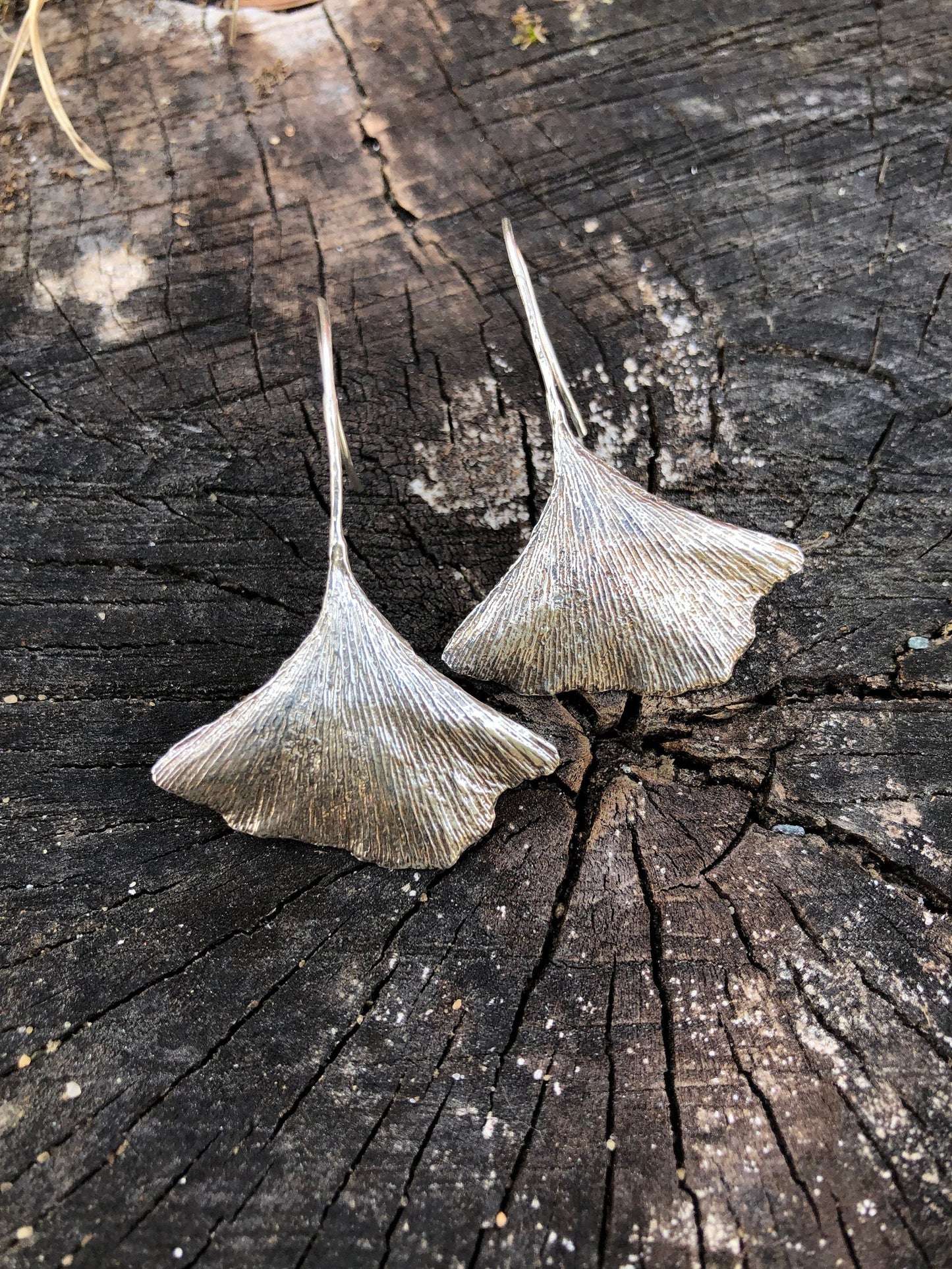 Ginkgo leaf earring set in recycled sterling silver — ginkgo jewelry, gift for her, Mother’s Day gift idea, dangle earrings, leaf earrings,