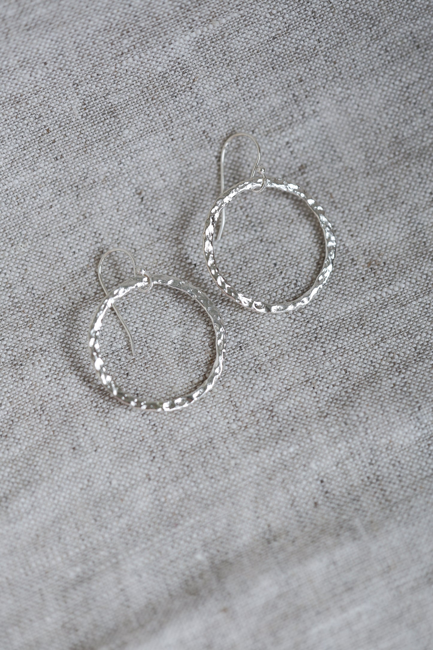 Hammered Silver or Brass Hoop Earrings, Perfect Every day, Pilates Earrings, Lightweight Water Earrings