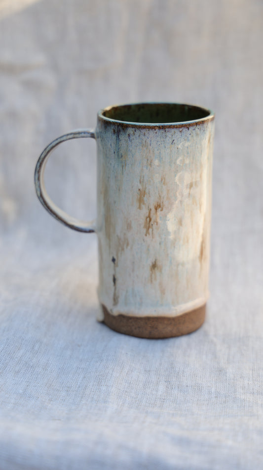 Cream and green mug ceramic