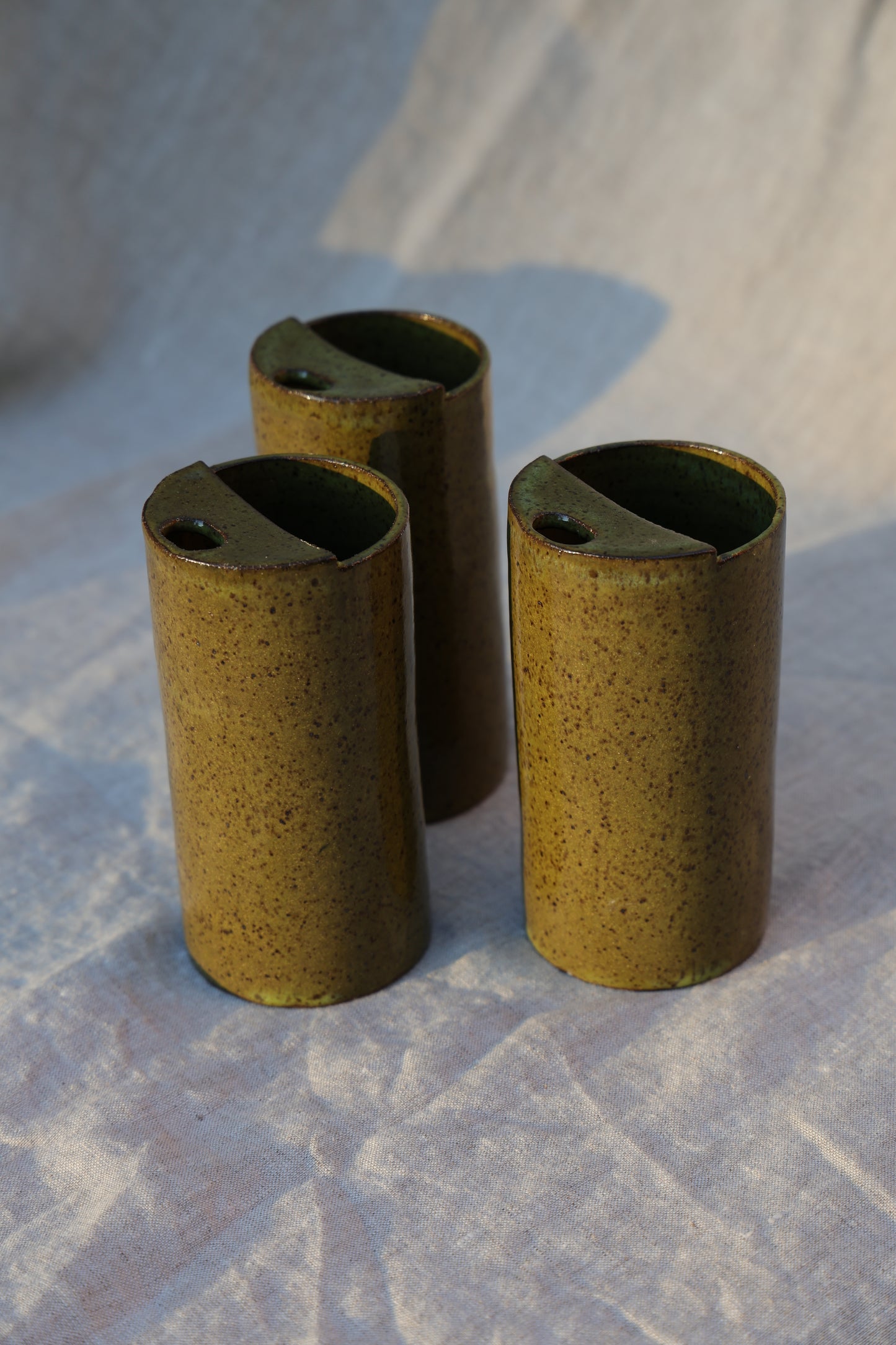 Second* Beautiful Olive Green Speckled Travel Mug, To Go Cup, Mustache Saver, Ceramic Stoneware