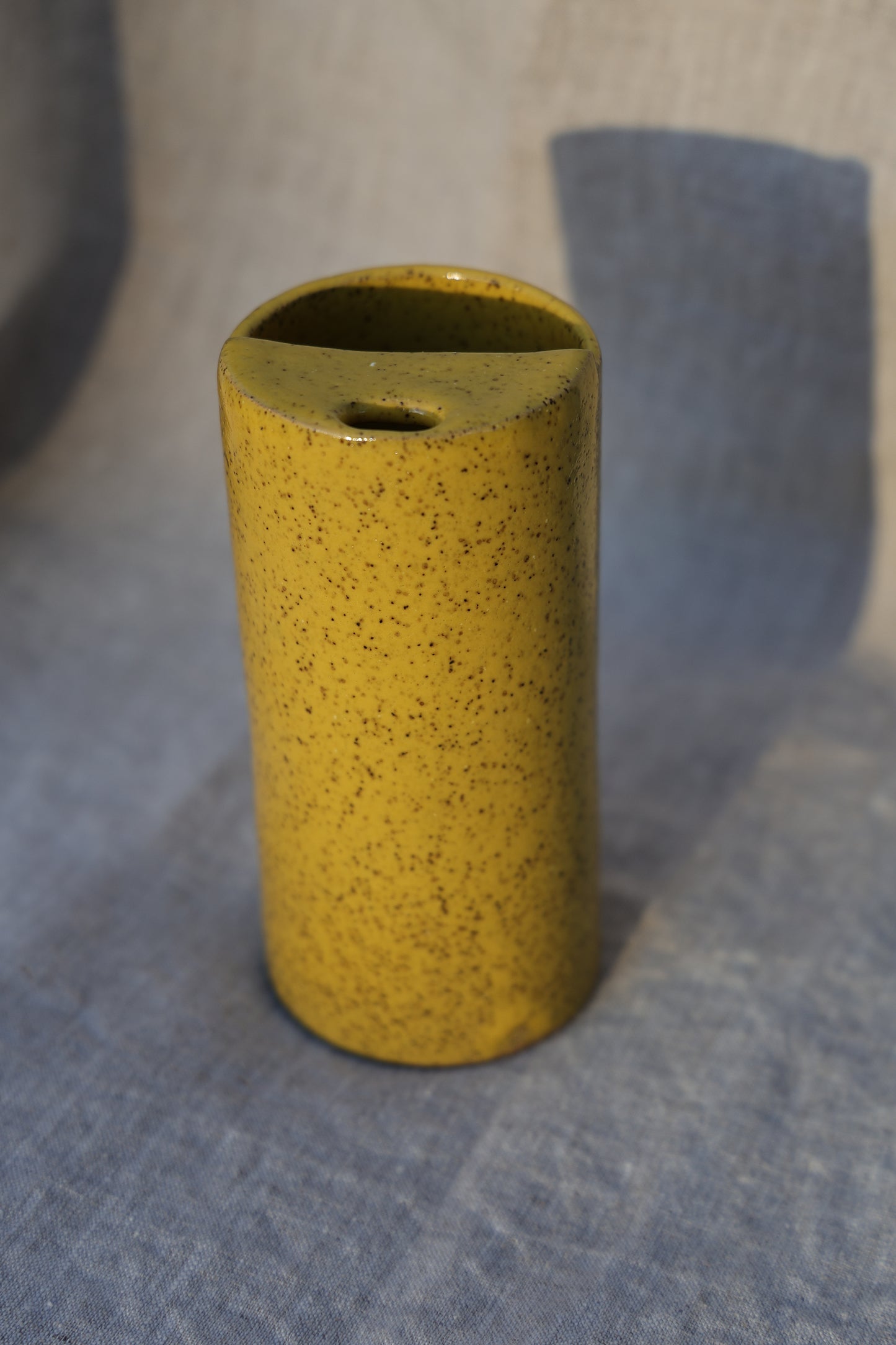 Buttered Sunlight Travel cup, to go cup, on the go cup, ceramic travel mug, hand thrown pottery, speckled beautiful warm yellow