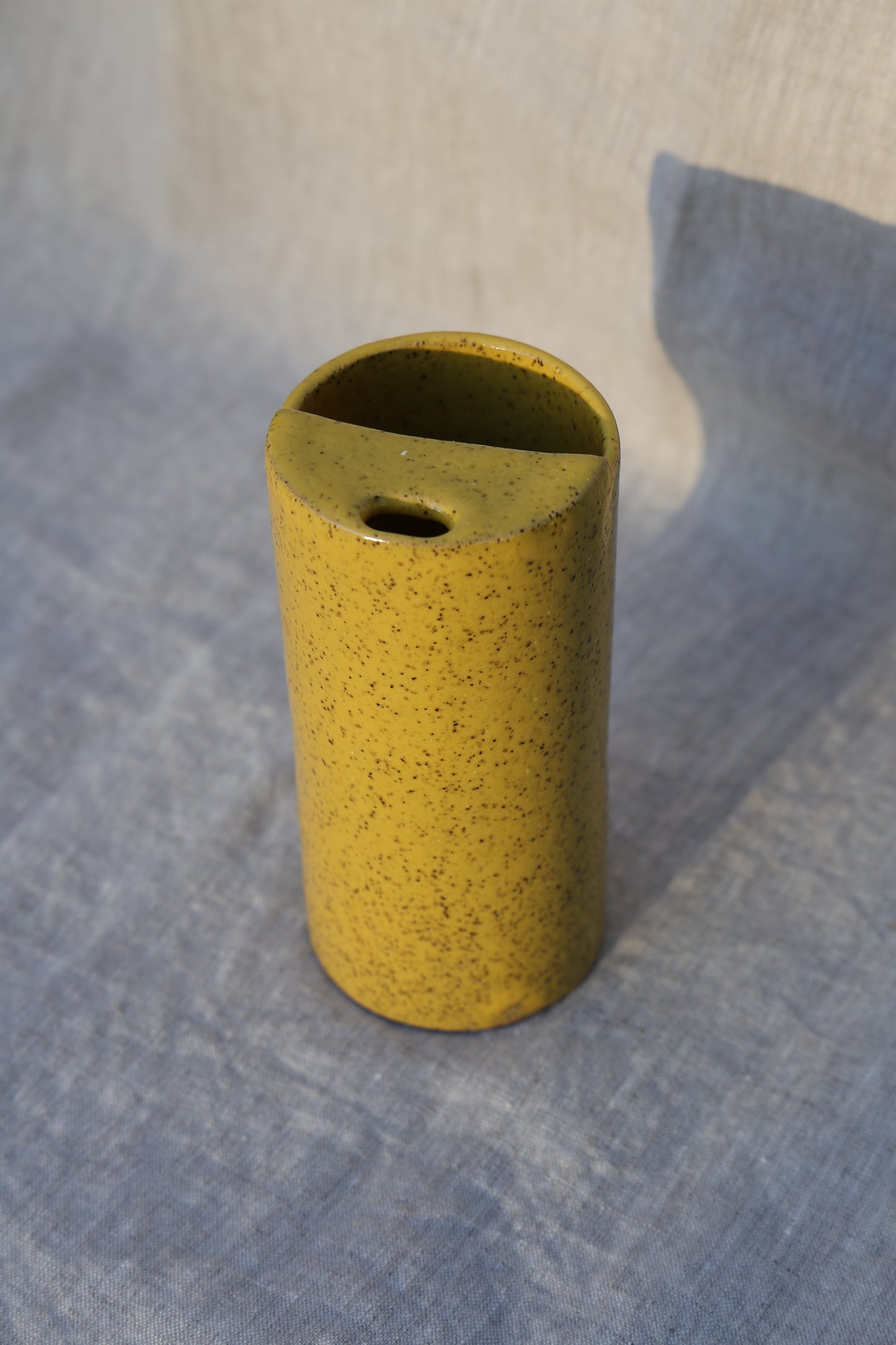 Buttered Sunlight Travel cup, to go cup, on the go cup, ceramic travel mug, hand thrown pottery, speckled beautiful warm yellow