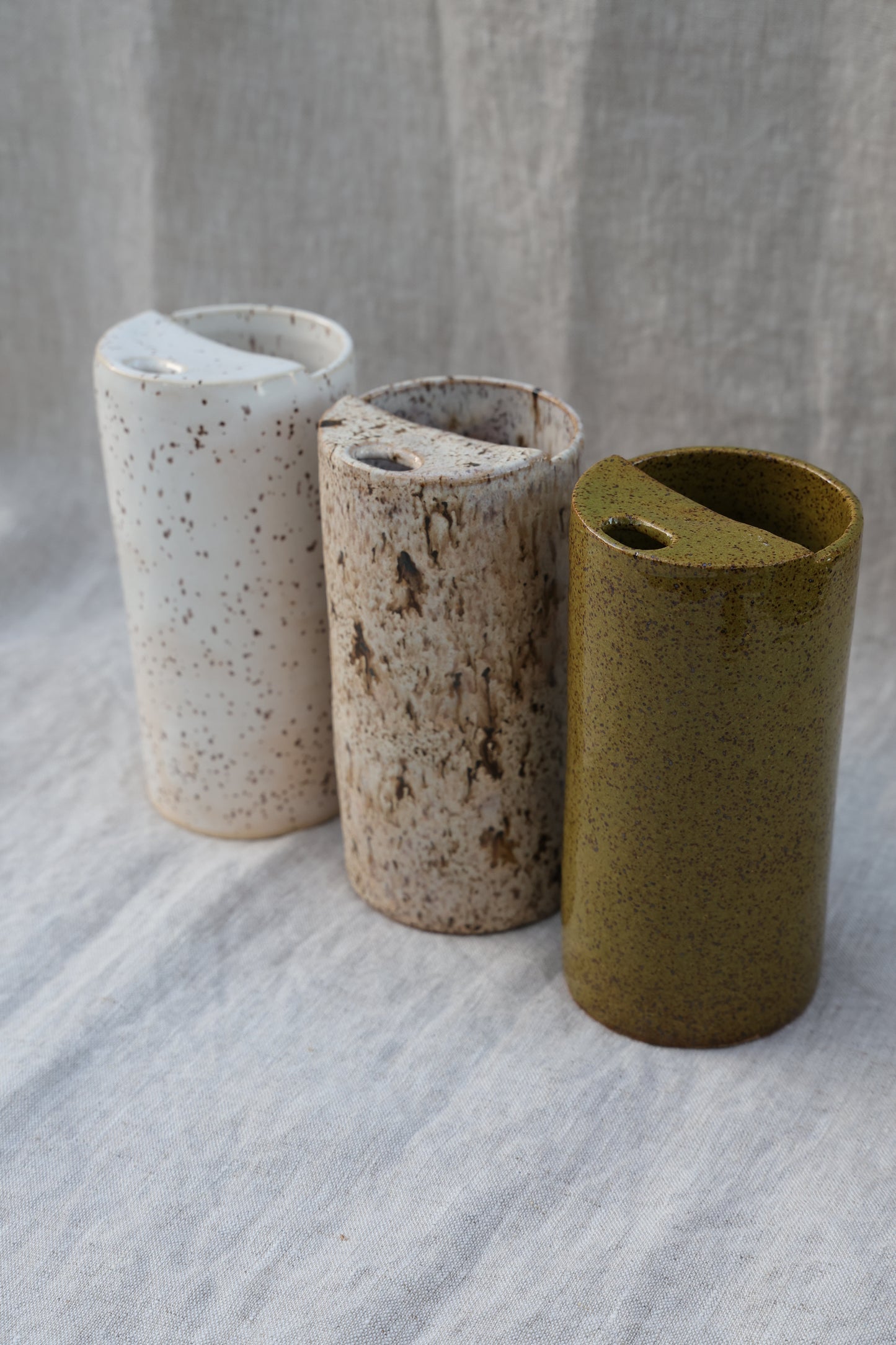 Winter Birch Speckled Travel Mug, To Go Cup, On The Go Cup, Ceramic Travel Mug, Mustache Saver, Handmade Pottery, Speckled Minimalist Travel Mug