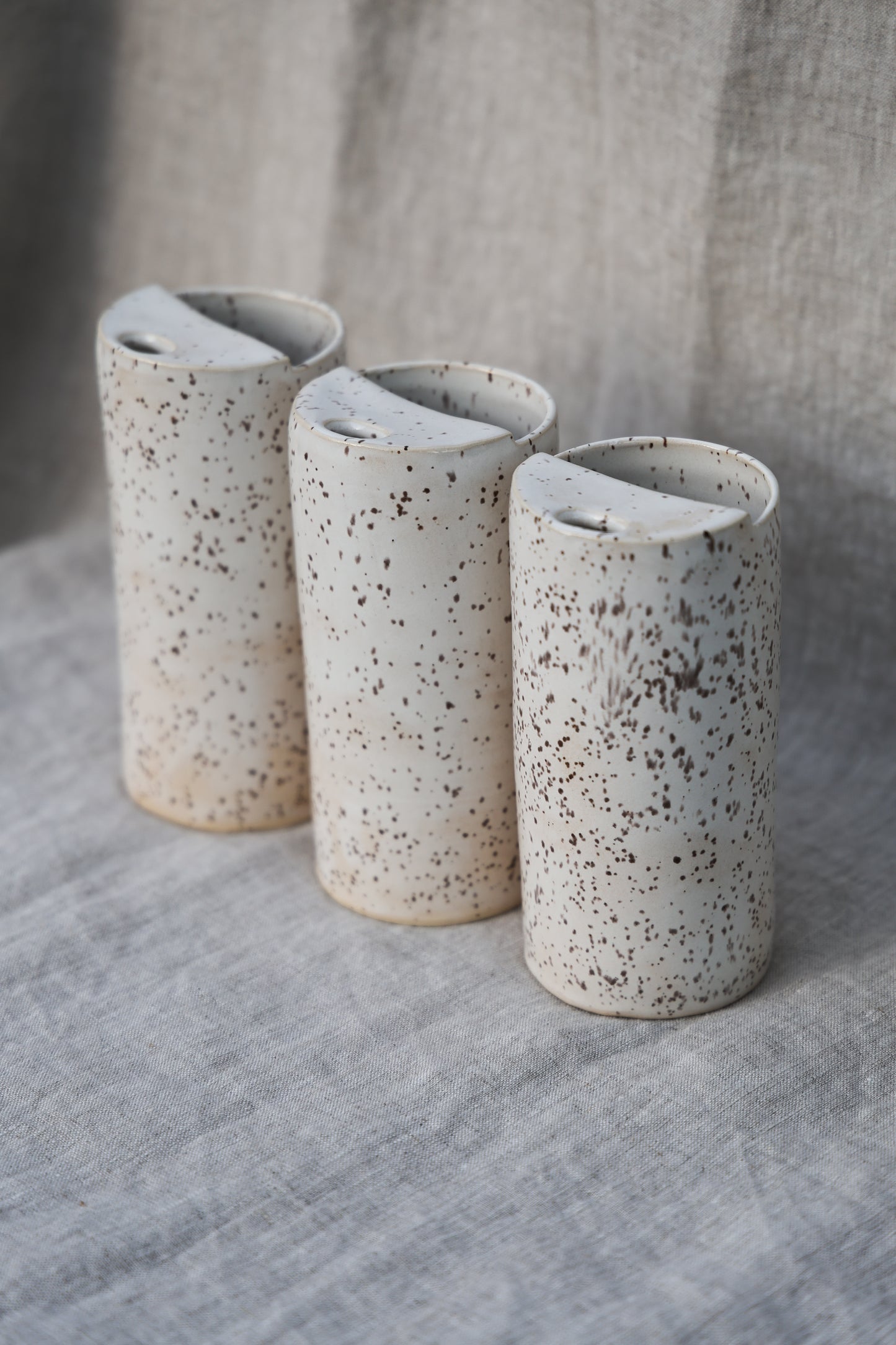 Creamy White Speckled Travel Mug, To Go Cup, On The Go Cup, Ceramic Travel Mug, Mustache Saver, Handmade Pottery, Speckled Minimalist Travel Mug