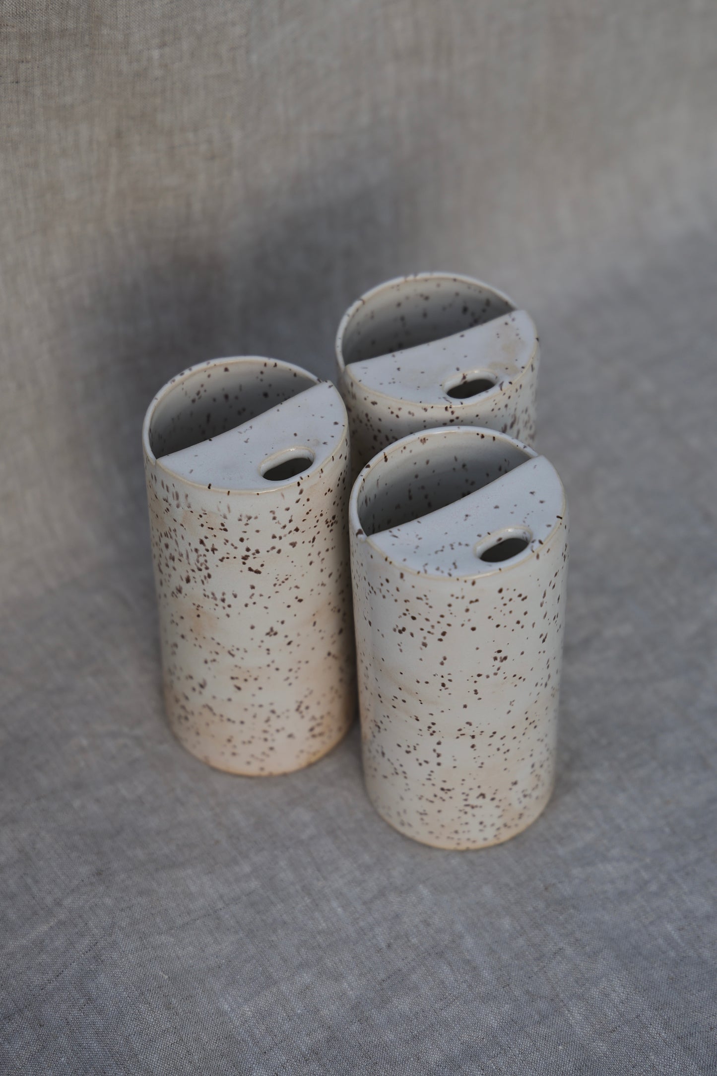 Creamy White Speckled Travel Mug, To Go Cup, On The Go Cup, Ceramic Travel Mug, Mustache Saver, Handmade Pottery, Speckled Minimalist Travel Mug