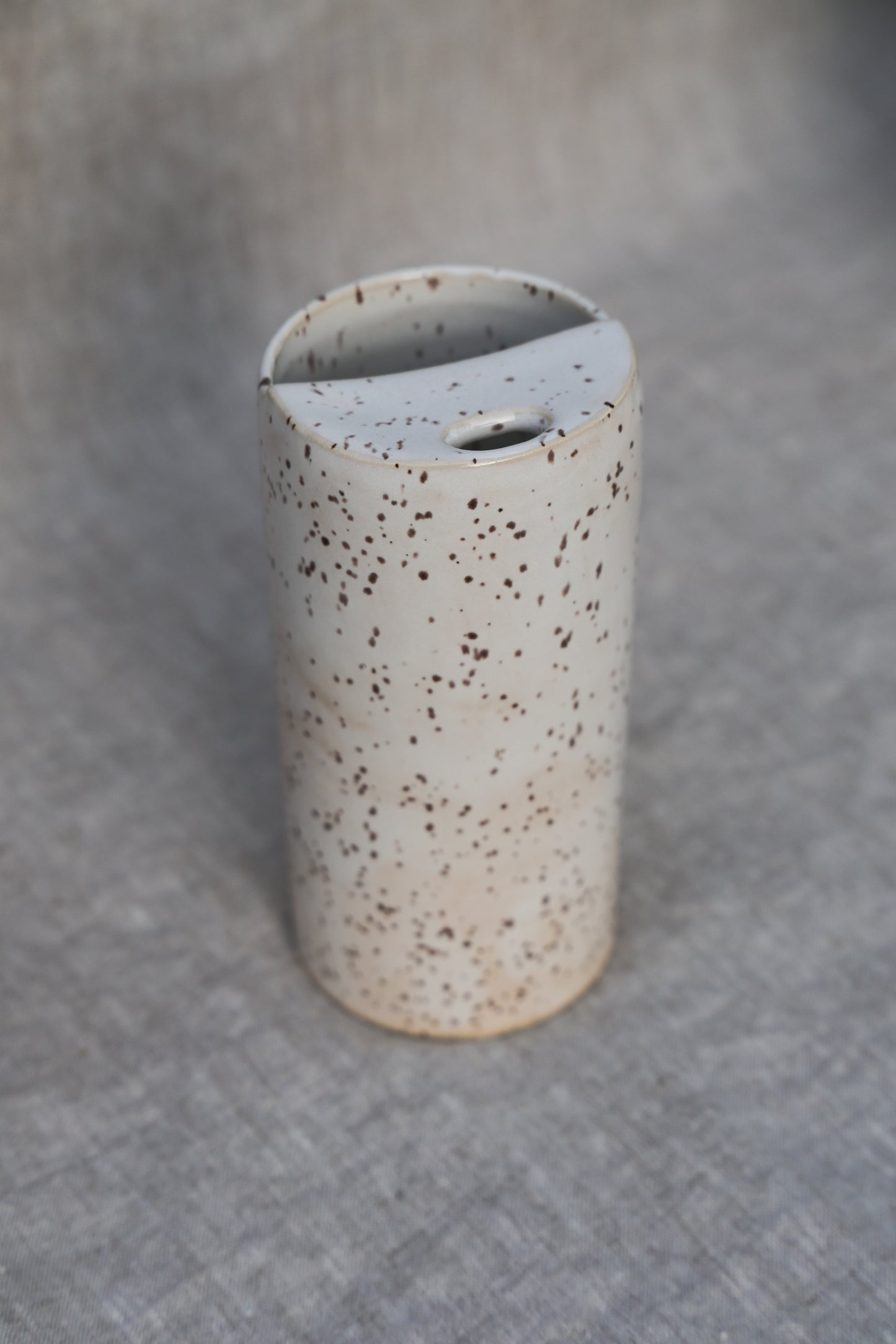 Creamy White Speckled Travel Mug, To Go Cup, On The Go Cup, Ceramic Travel Mug, Mustache Saver, Handmade Pottery, Speckled Minimalist Travel Mug