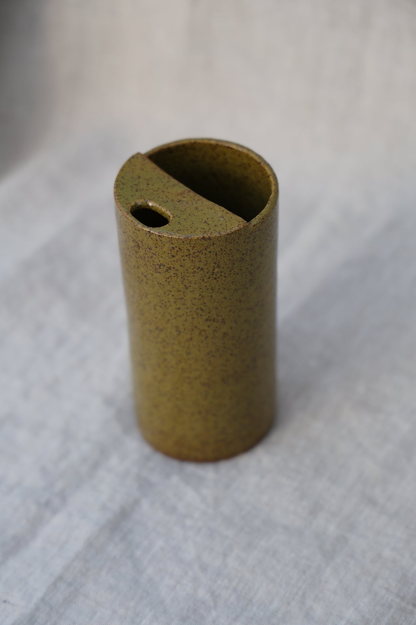 Olive Speckled Travel Mug, To Go Cup, On The Go Cup, Ceramic Travel Mug