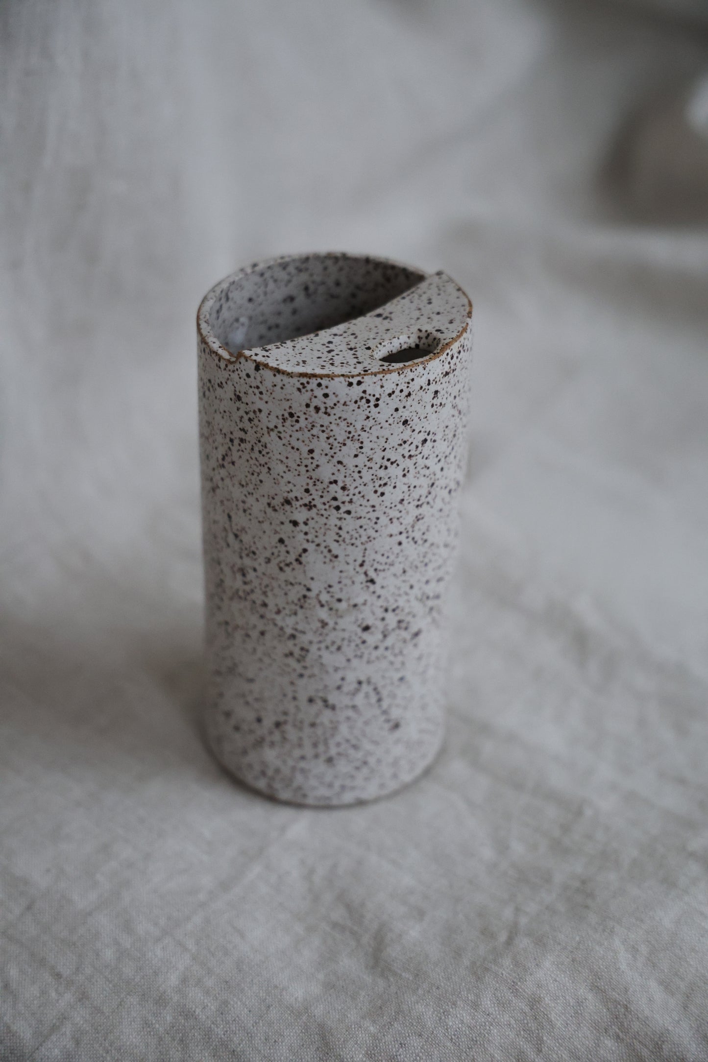 Beautiful Matte White Speckled To Go Cup or Travel Mug Ceramic Stoneware Hand Thrown in Gorham Maine 14-16oz.