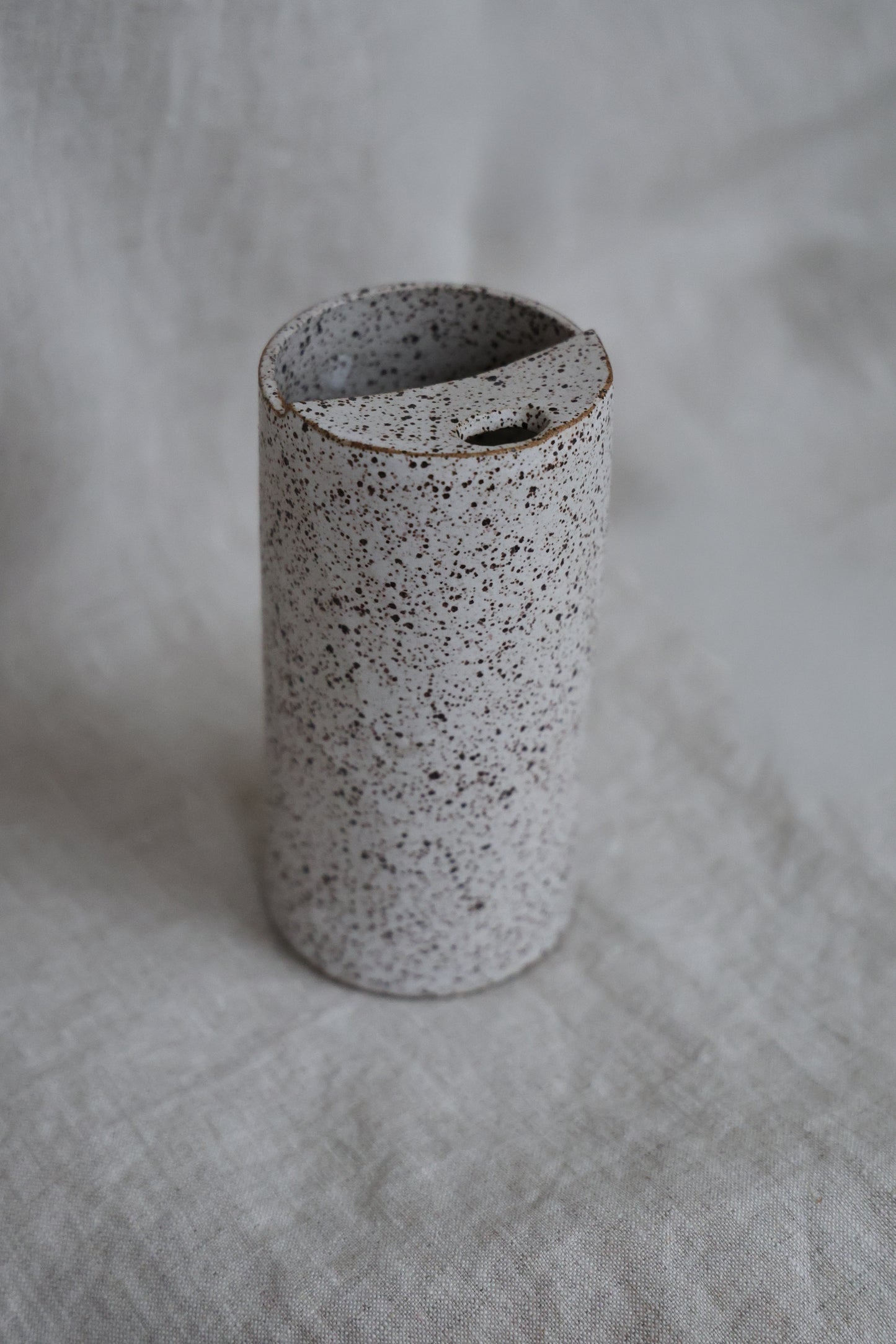 Beautiful Matte White Speckled To Go Cup or Travel Mug Ceramic Stoneware Hand Thrown in Gorham Maine 14-16oz.