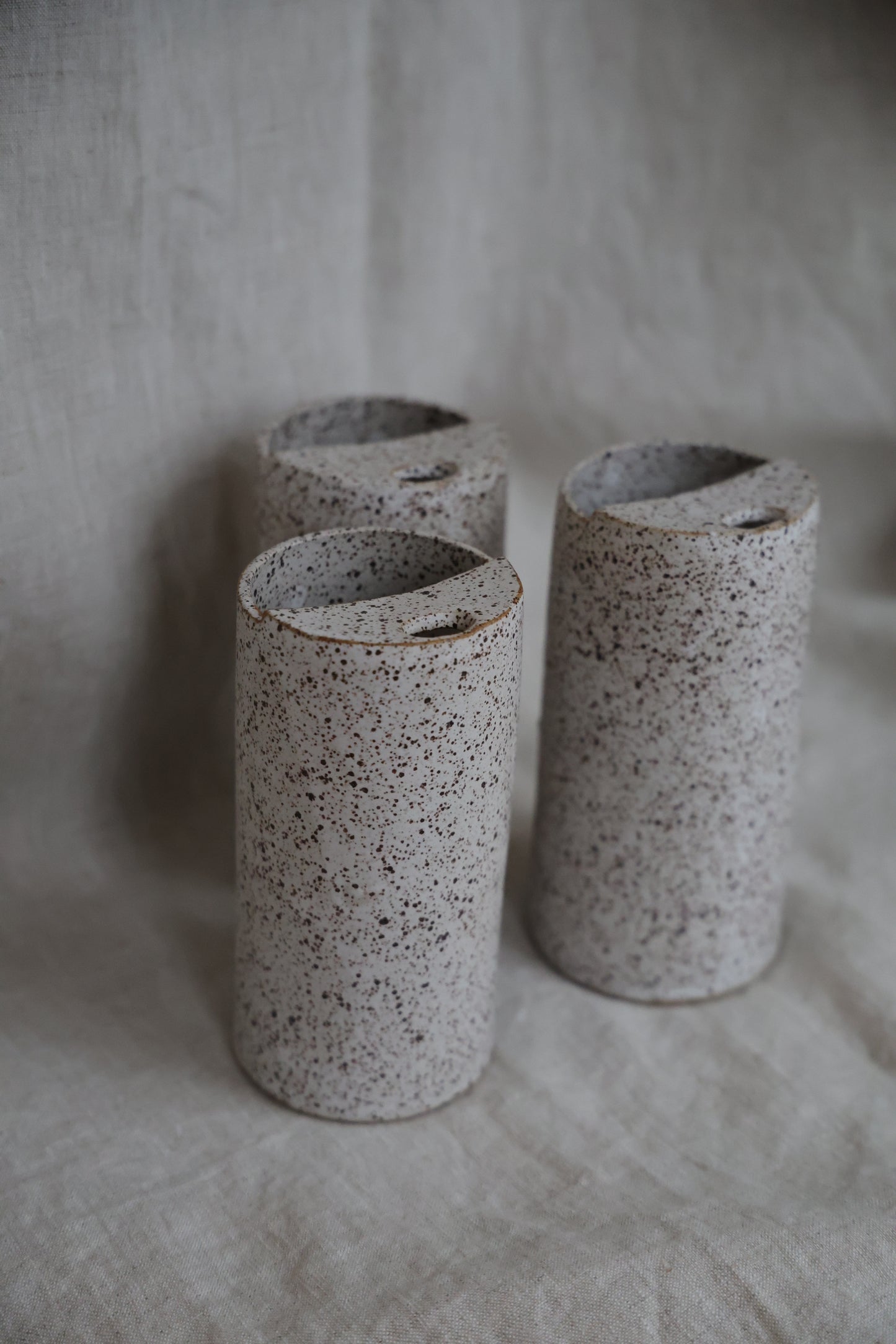 Beautiful Matte White Speckled To Go Cup or Travel Mug Ceramic Stoneware Hand Thrown in Gorham Maine 14-16oz.