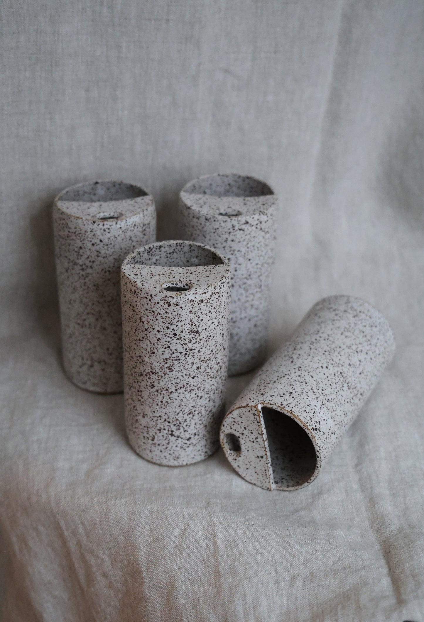 Beautiful Matte White Speckled To Go Cup or Travel Mug Ceramic Stoneware Hand Thrown in Gorham Maine 14-16oz.