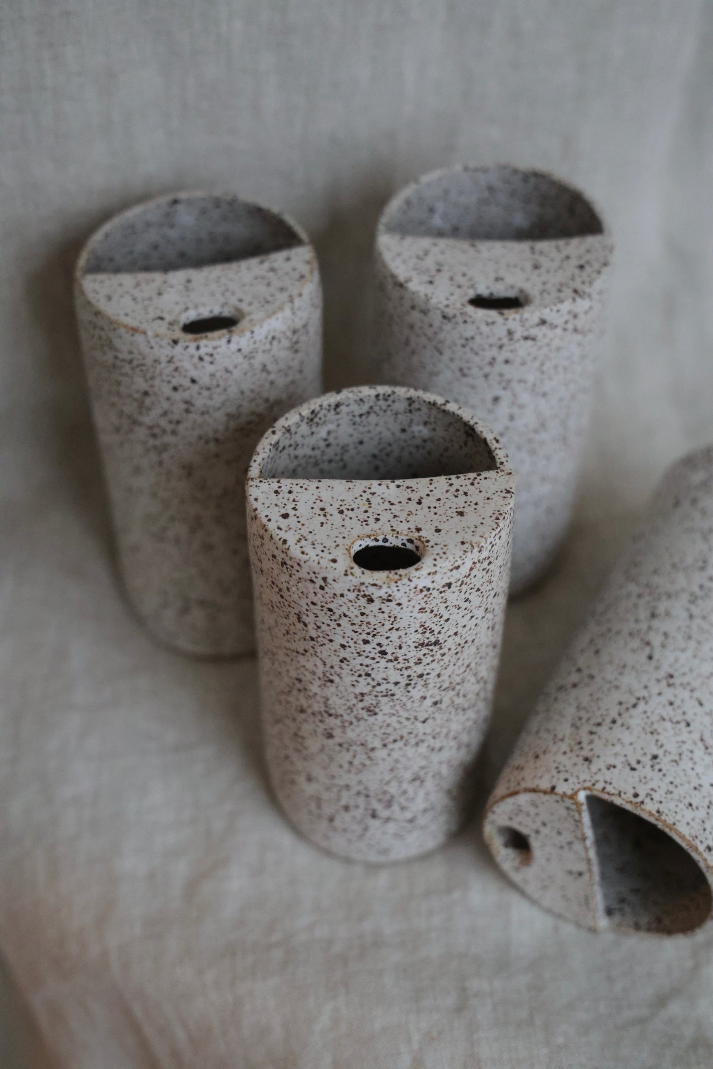 Beautiful Matte White Speckled To Go Cup or Travel Mug Ceramic Stoneware Hand Thrown in Gorham Maine 14-16oz.