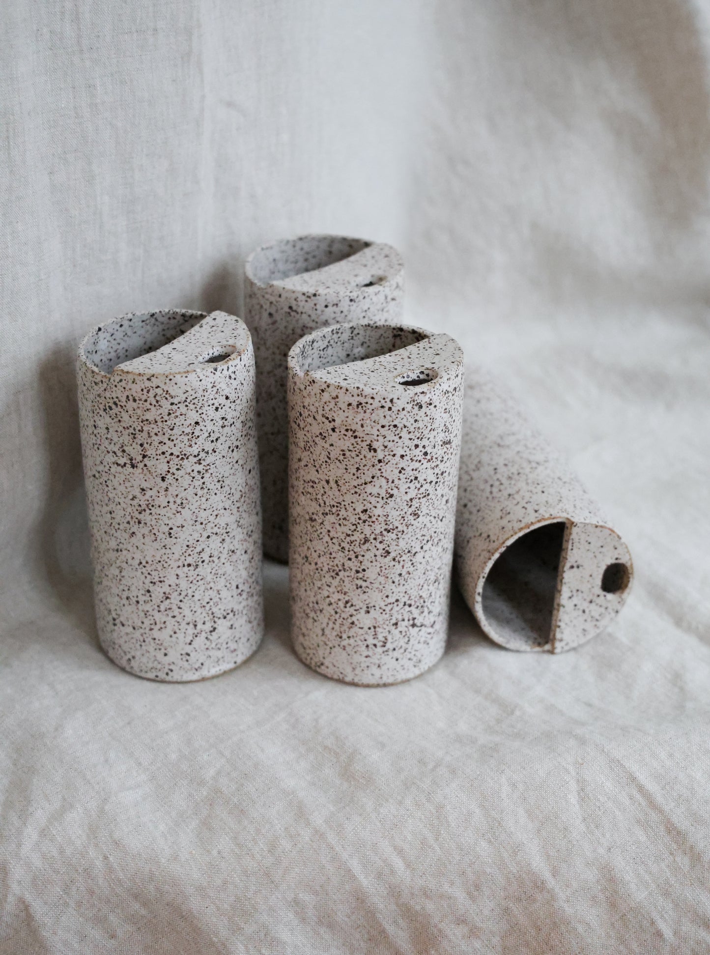 Beautiful Matte White Speckled To Go Cup or Travel Mug Ceramic Stoneware Hand Thrown in Gorham Maine 14-16oz.