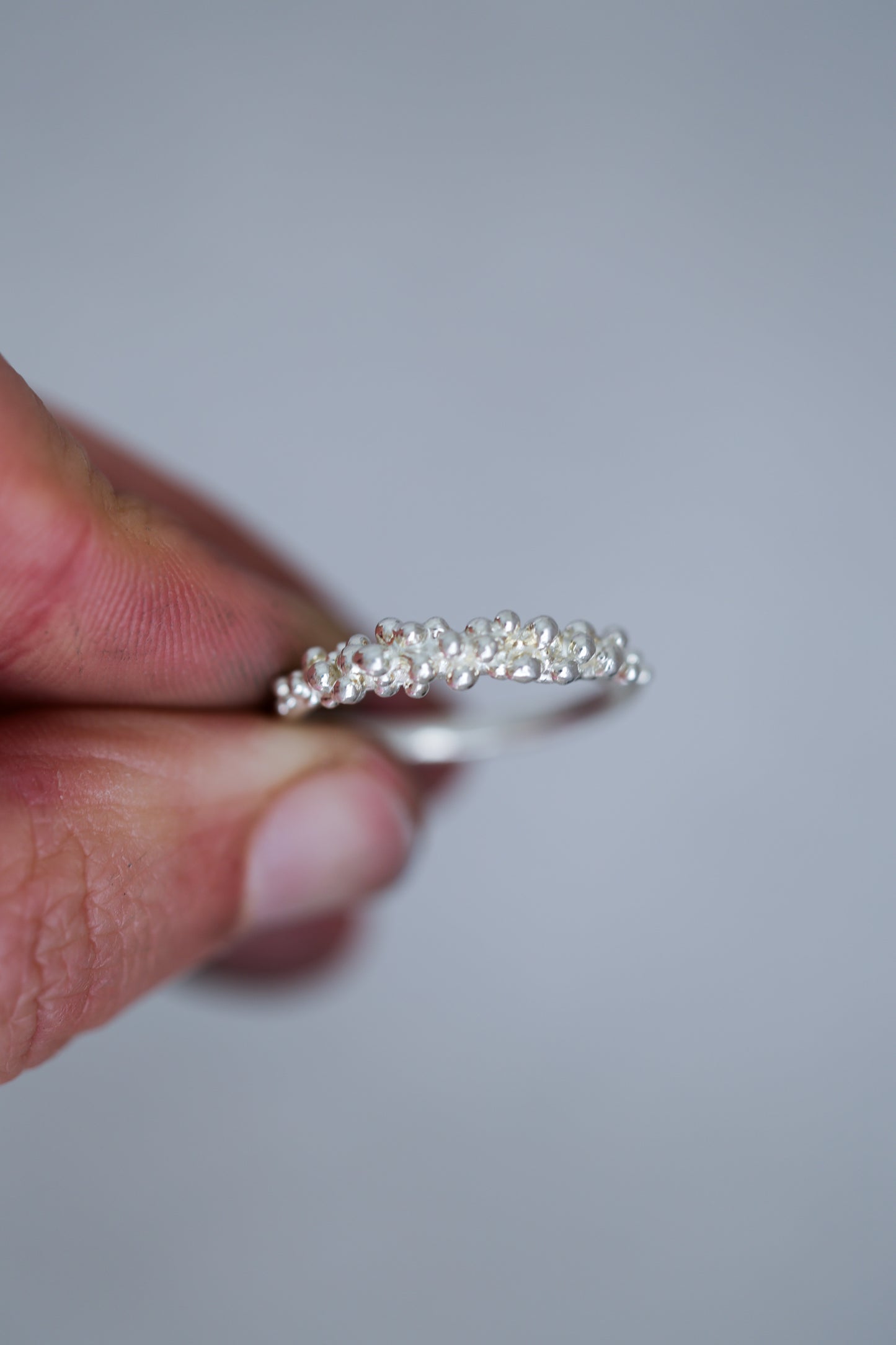 Bubbling ocean ring, size 6, recycled sterling silver.