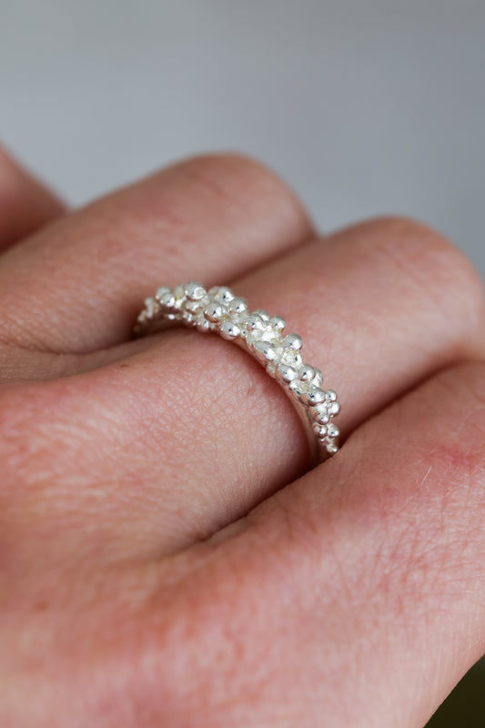 Bubbling ocean ring, size 6, recycled sterling silver.