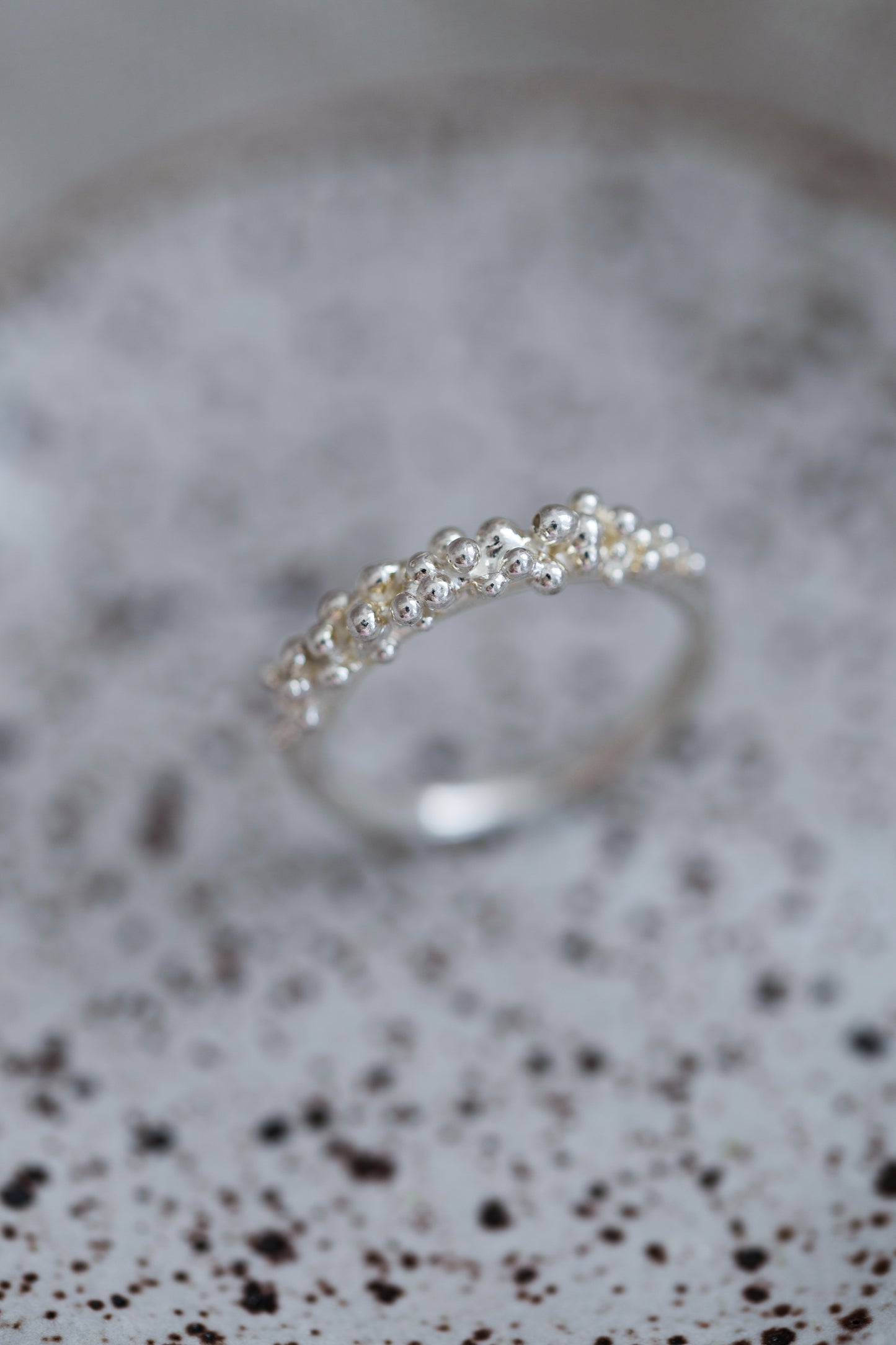 Bubbling ocean ring, size 6, recycled sterling silver.